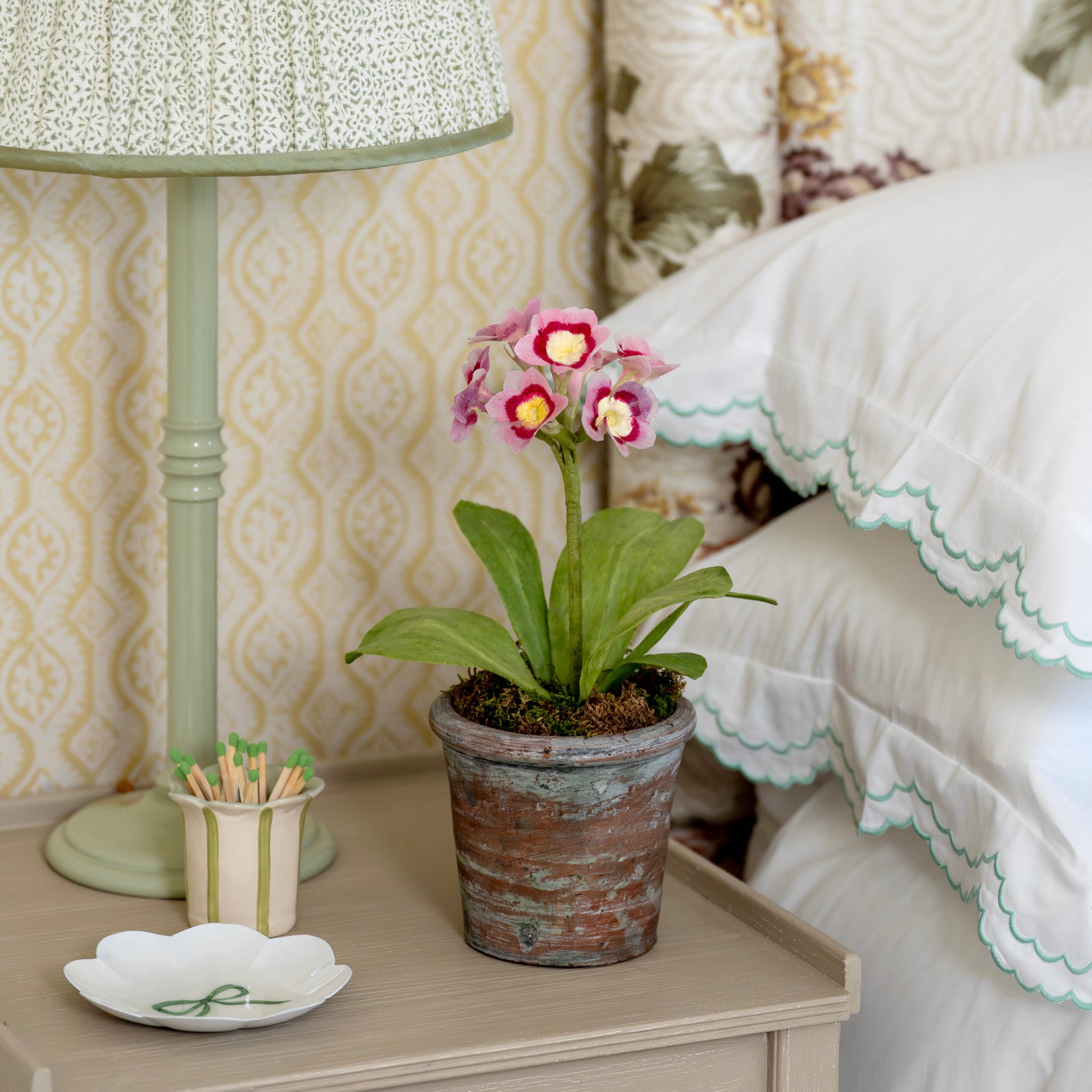 Pink Auricula Wax Paper Flower Pot