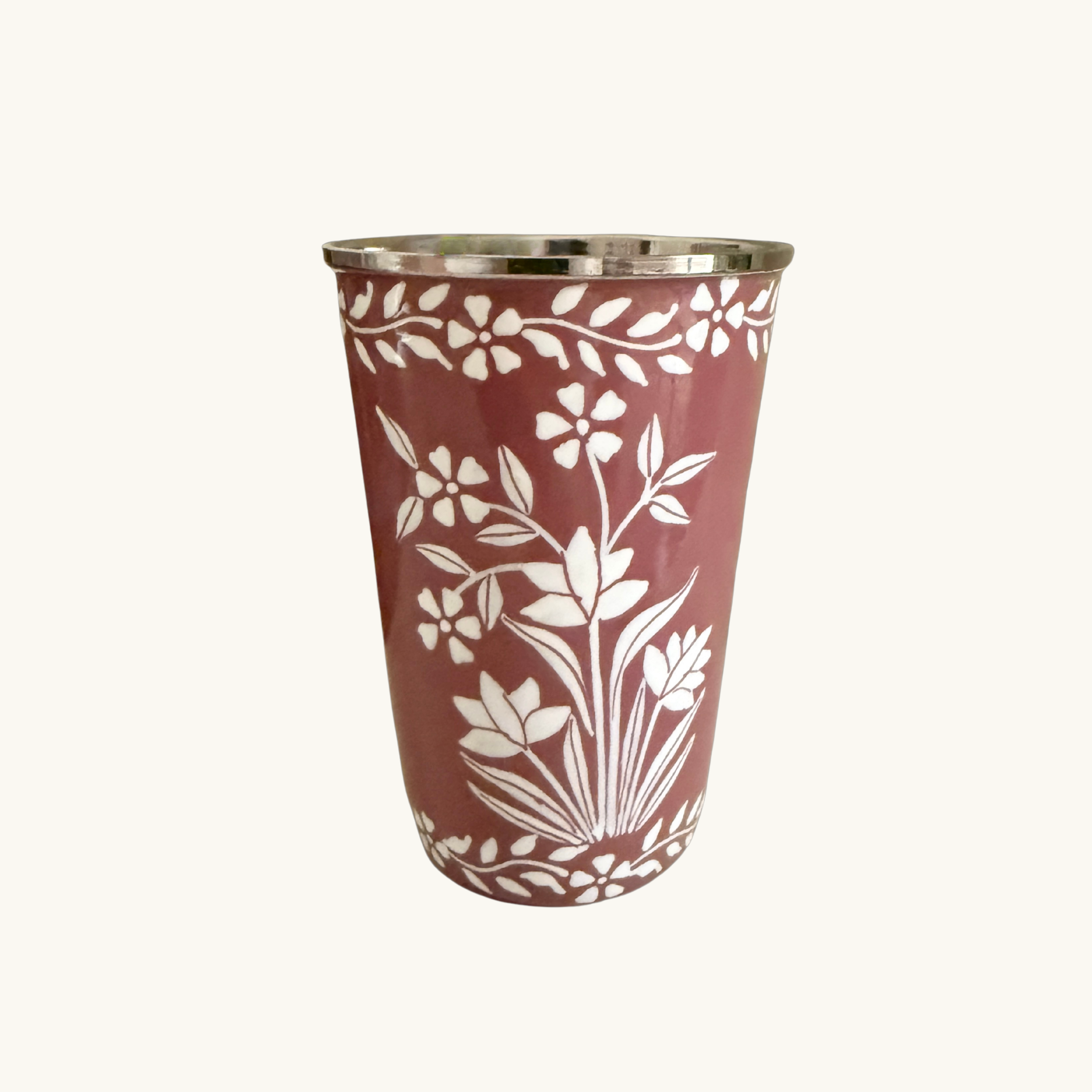 Enamel Handpainted Tumbler Dusty Pink