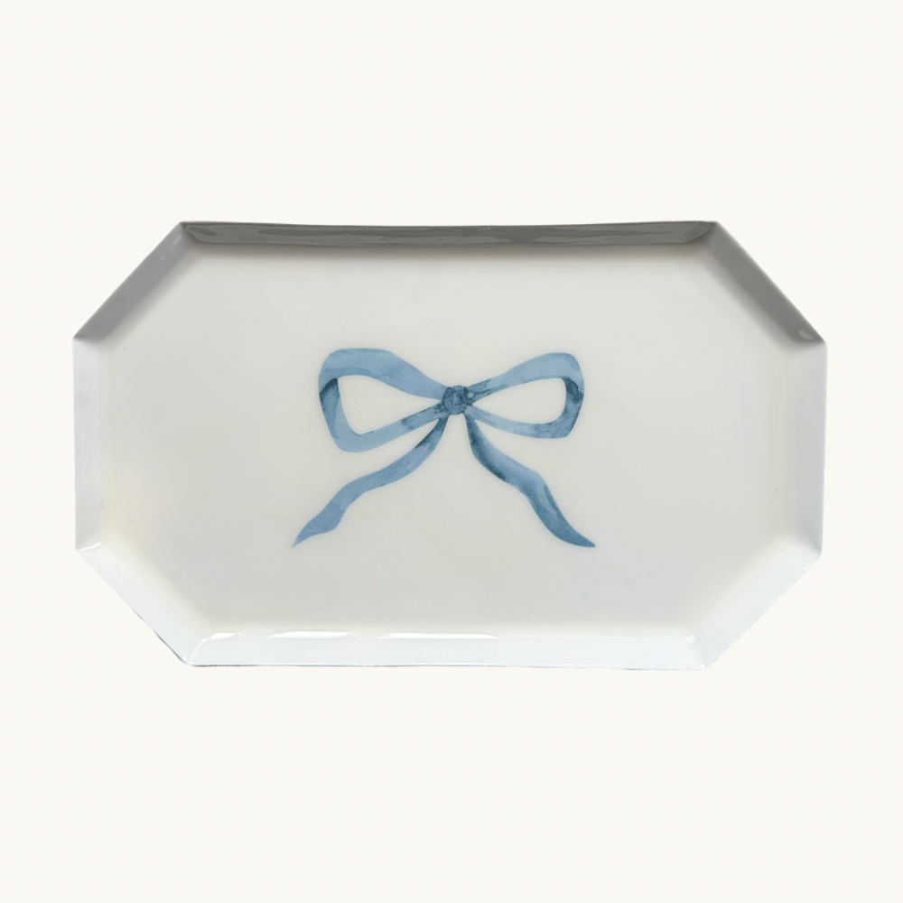 Blue Bow Long Trinket Dish