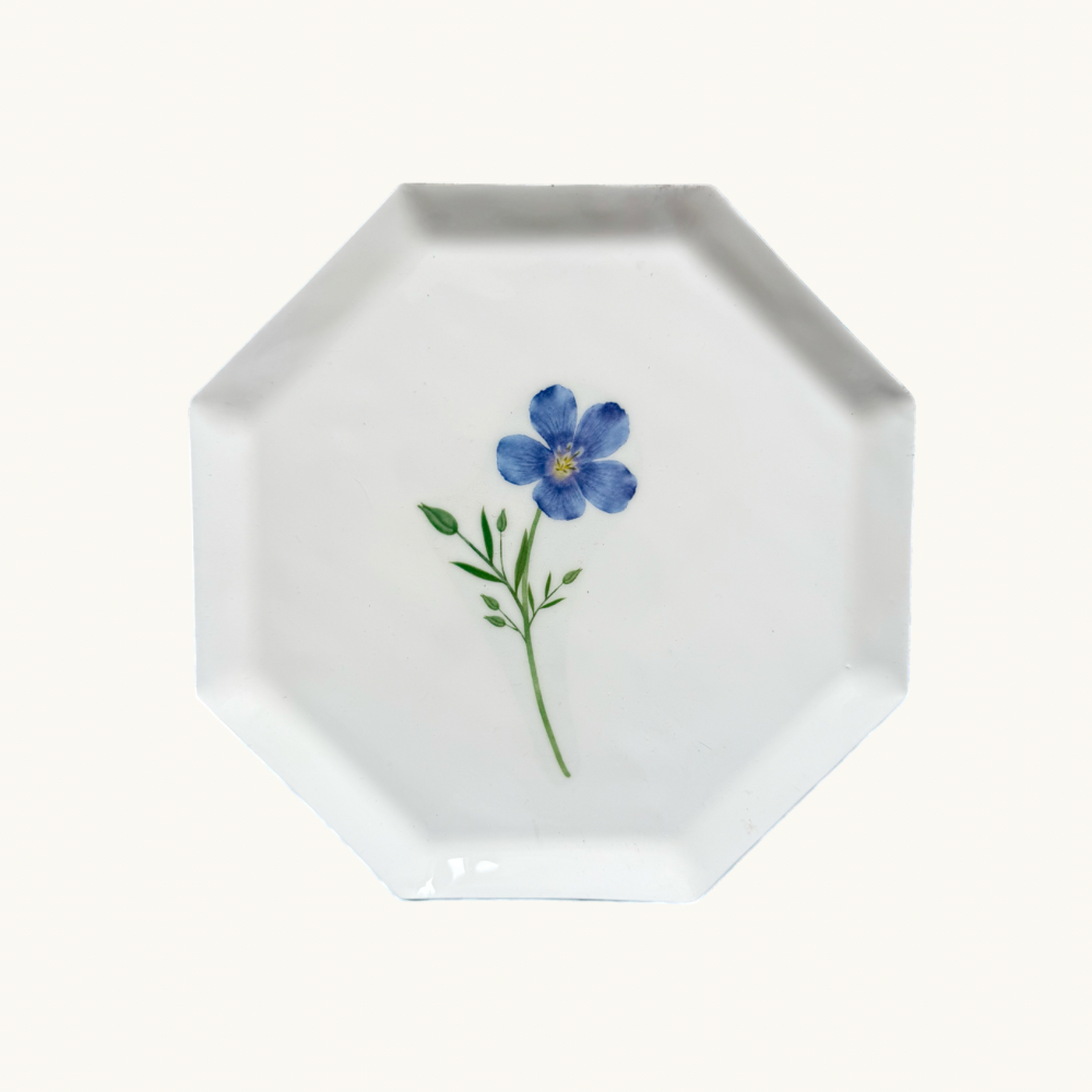 Blue Floral Hexagon Trinket Dish