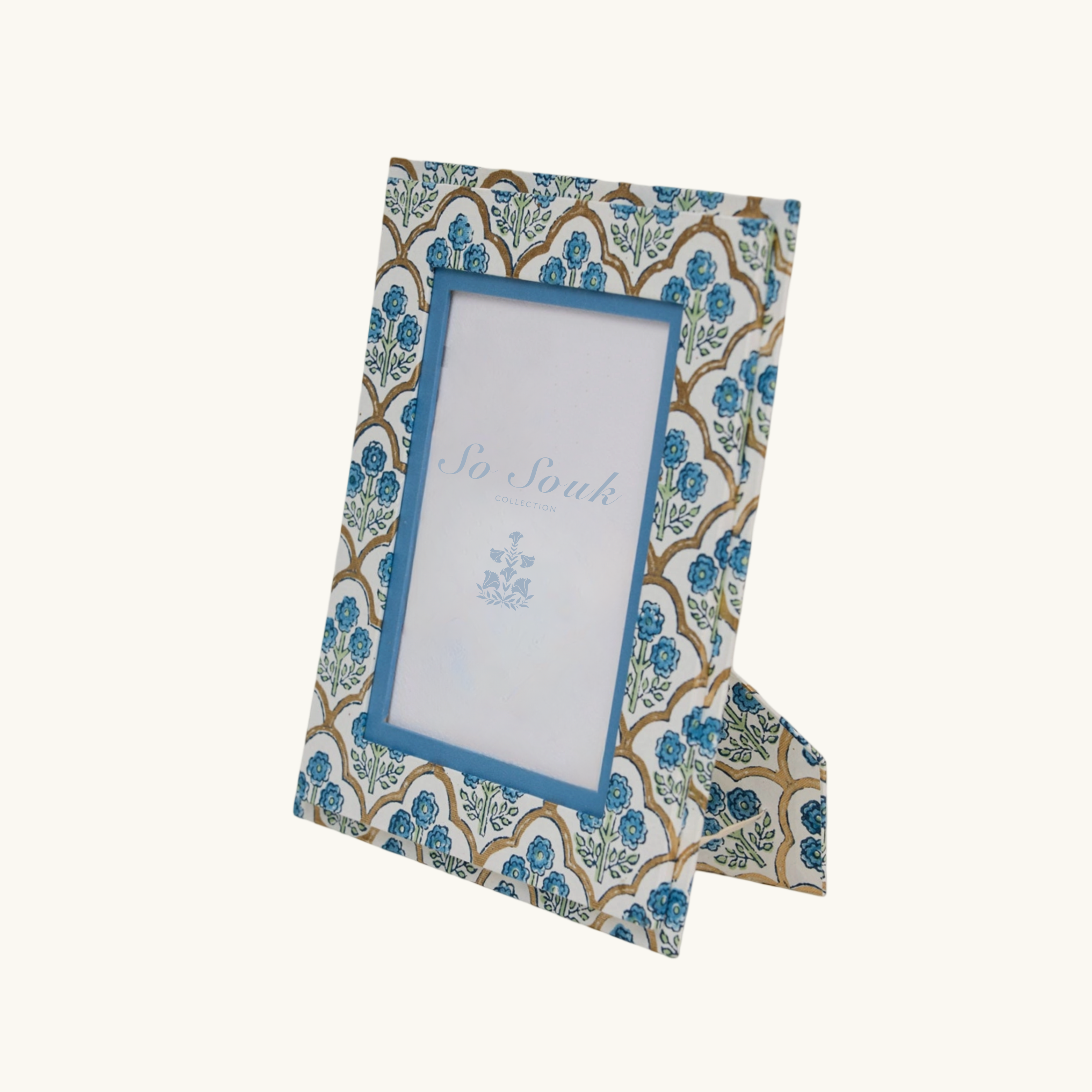 Blue Floral Trellis Picture Frame