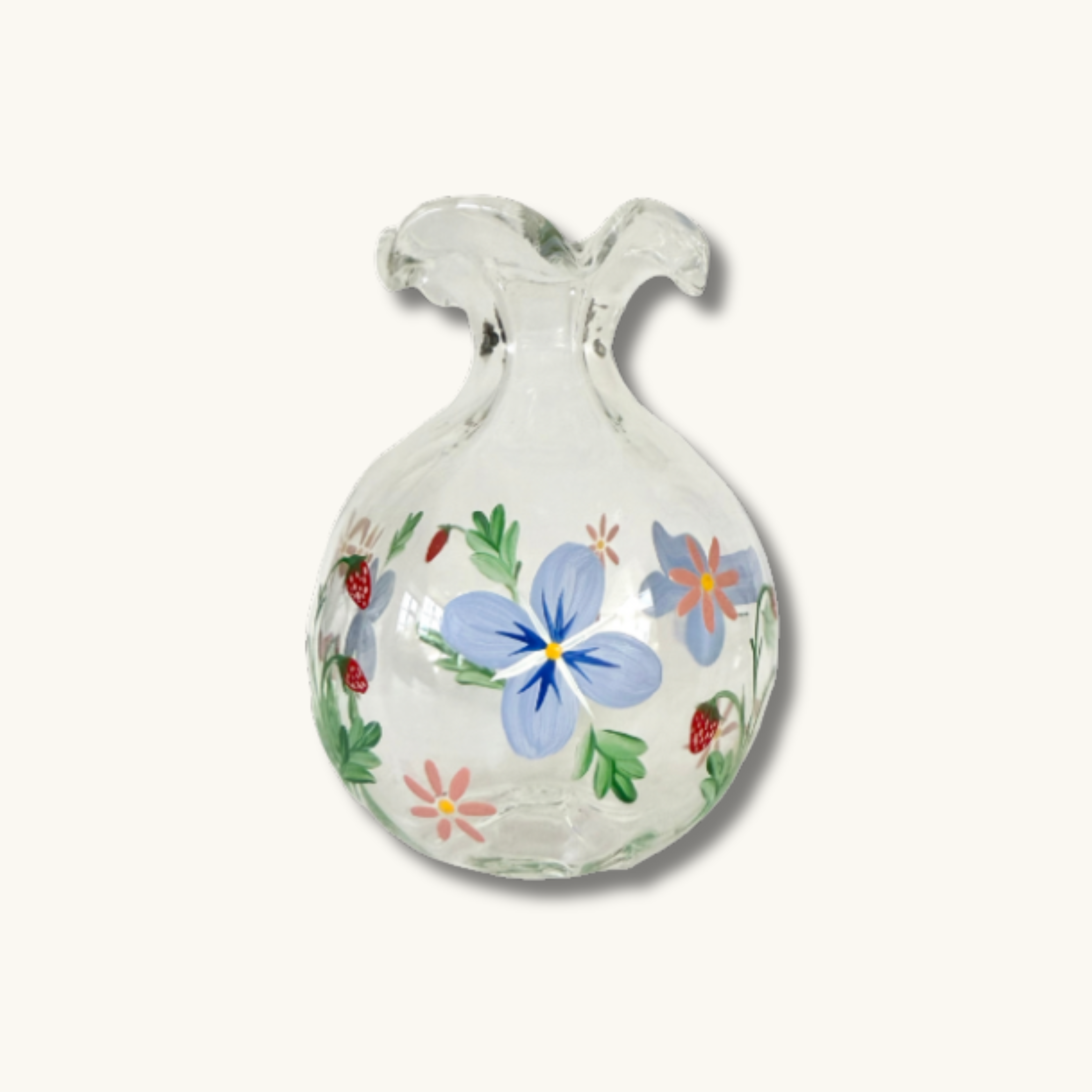 Blue Floral and Strawberry Ditsy Bud Vase