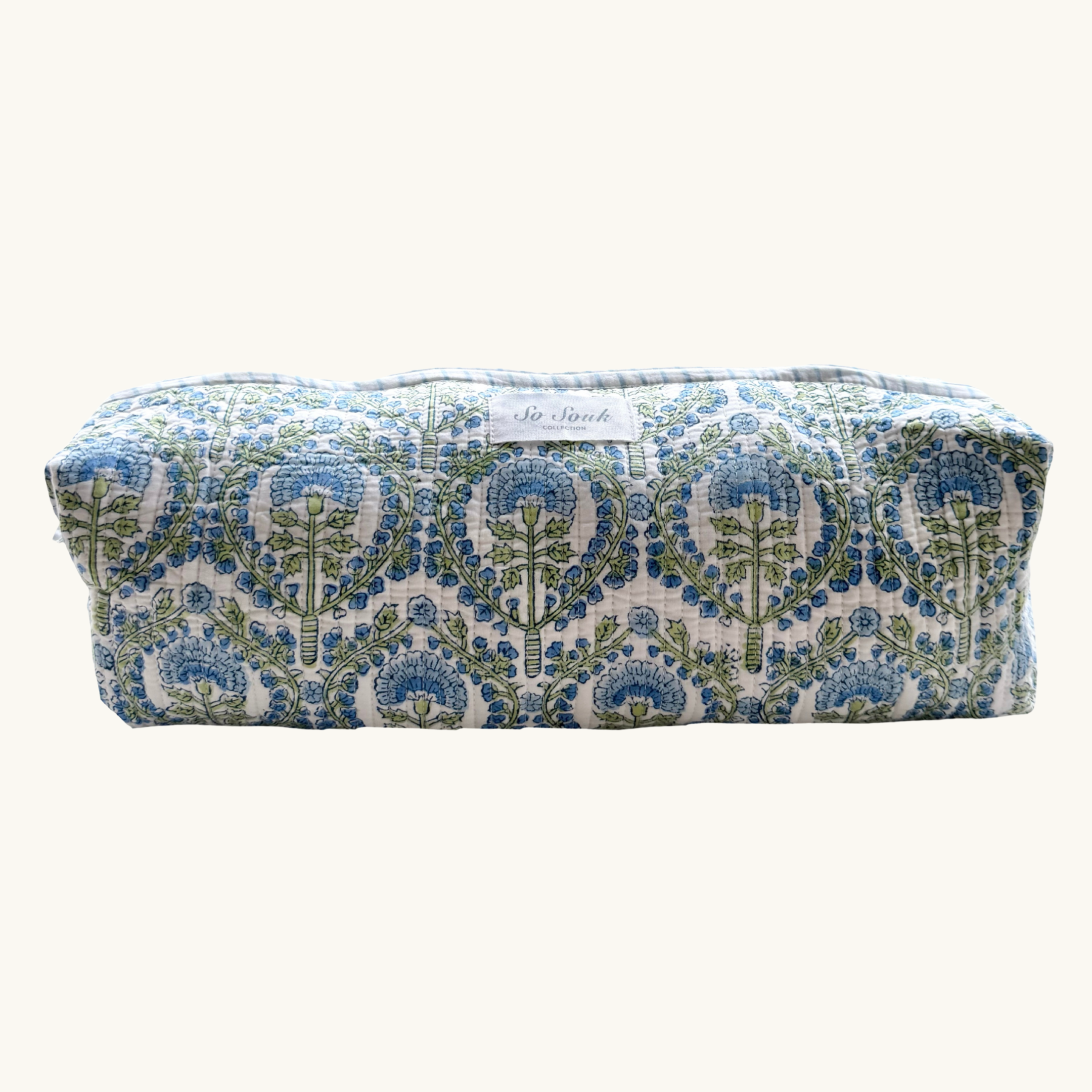 Blue and Green Floral Hair Accessories Bag