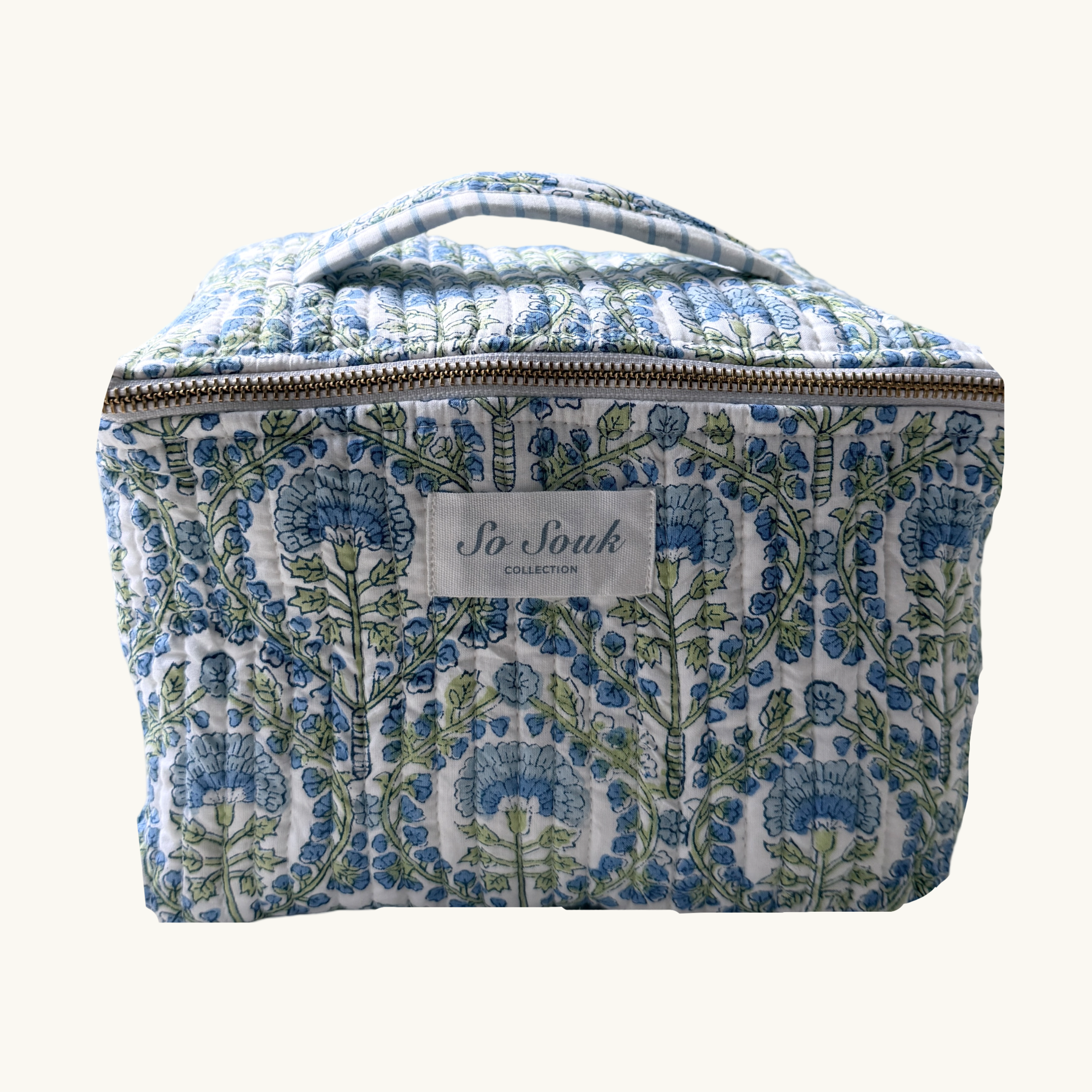 Blue Freya Handblocked Cosmetic Case