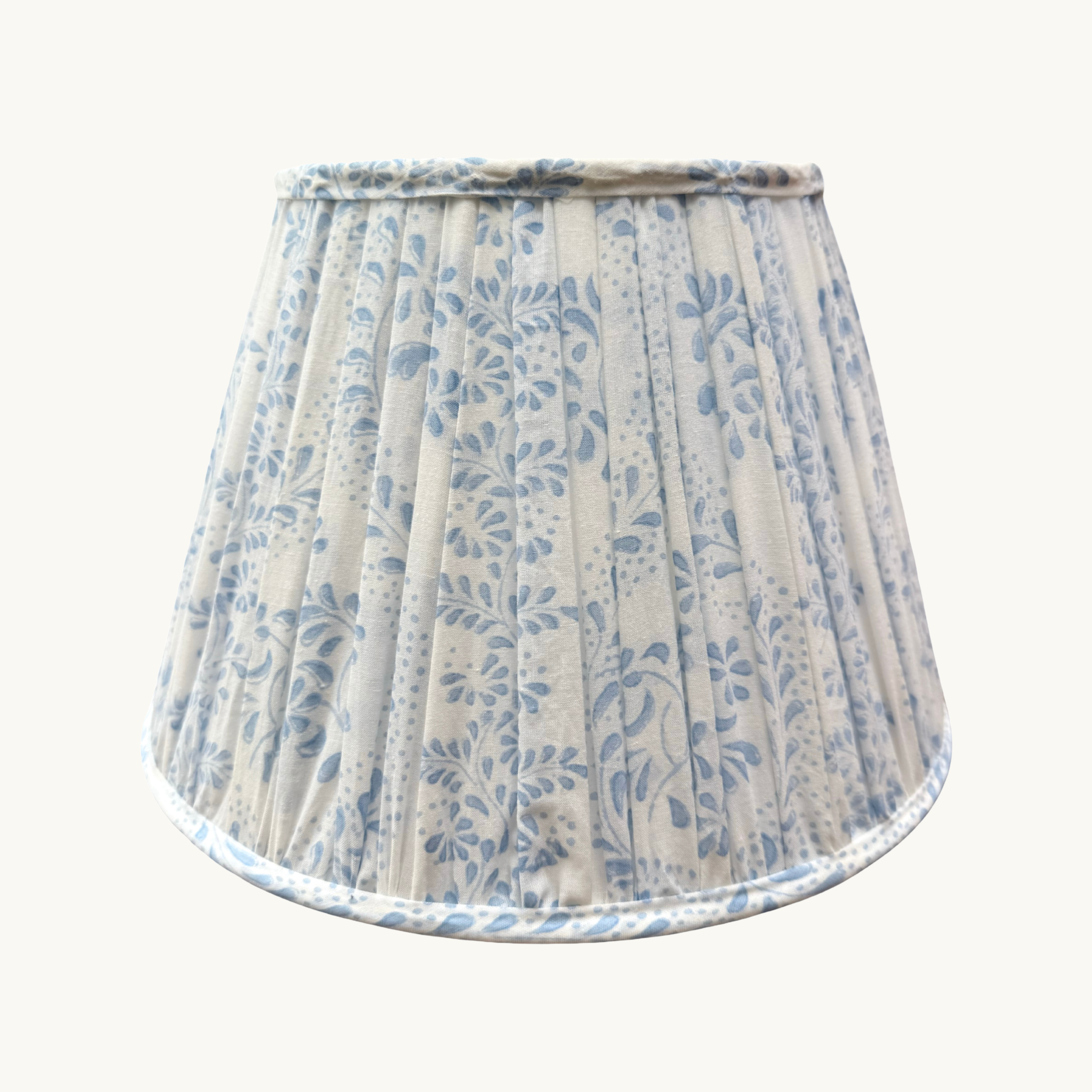 Blue Floral patterned lampshade on a white background