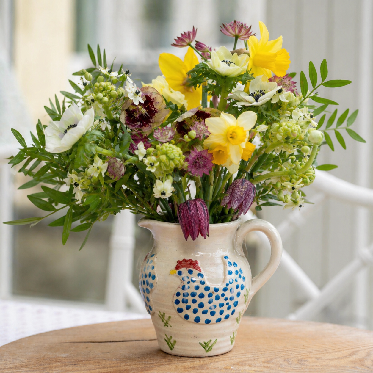 Blue Spotty Hen Jug (Medium)