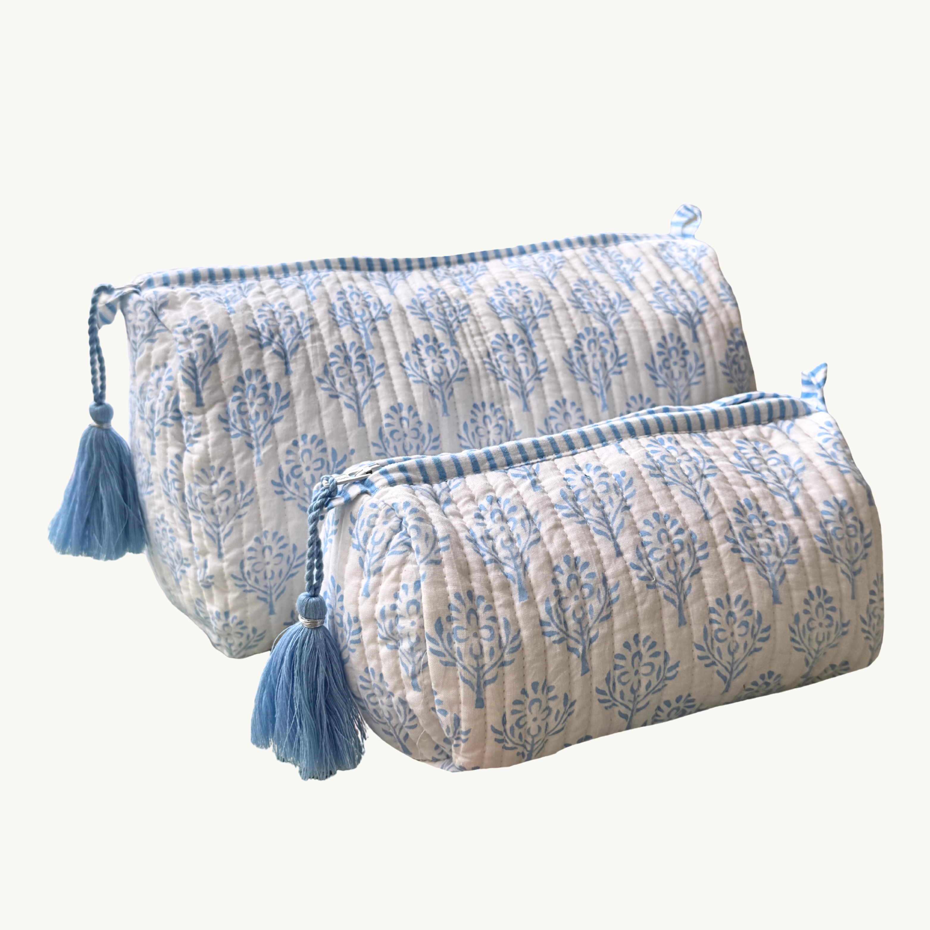 Blue Sprig Handblocked Wash Bag