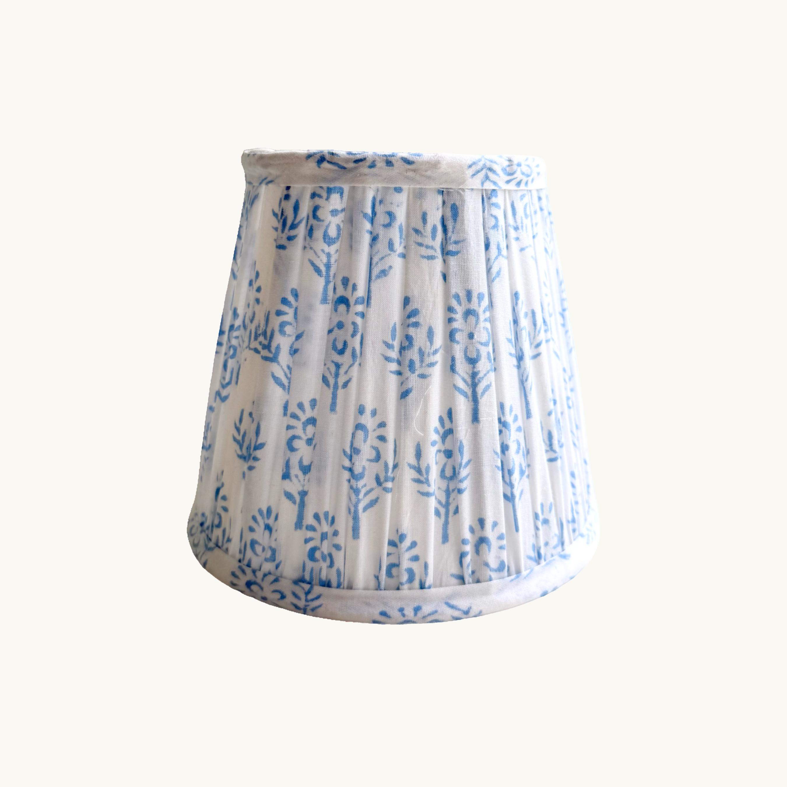 Blue Sprig Handblocked Gathered Lampshade
