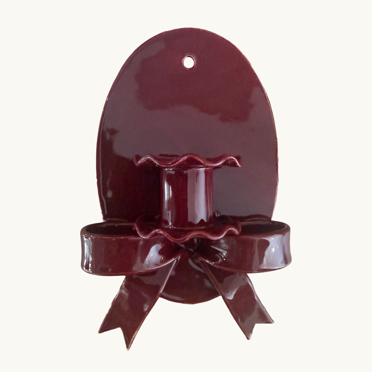 Burgundy Frilled Bow Candle Sconce