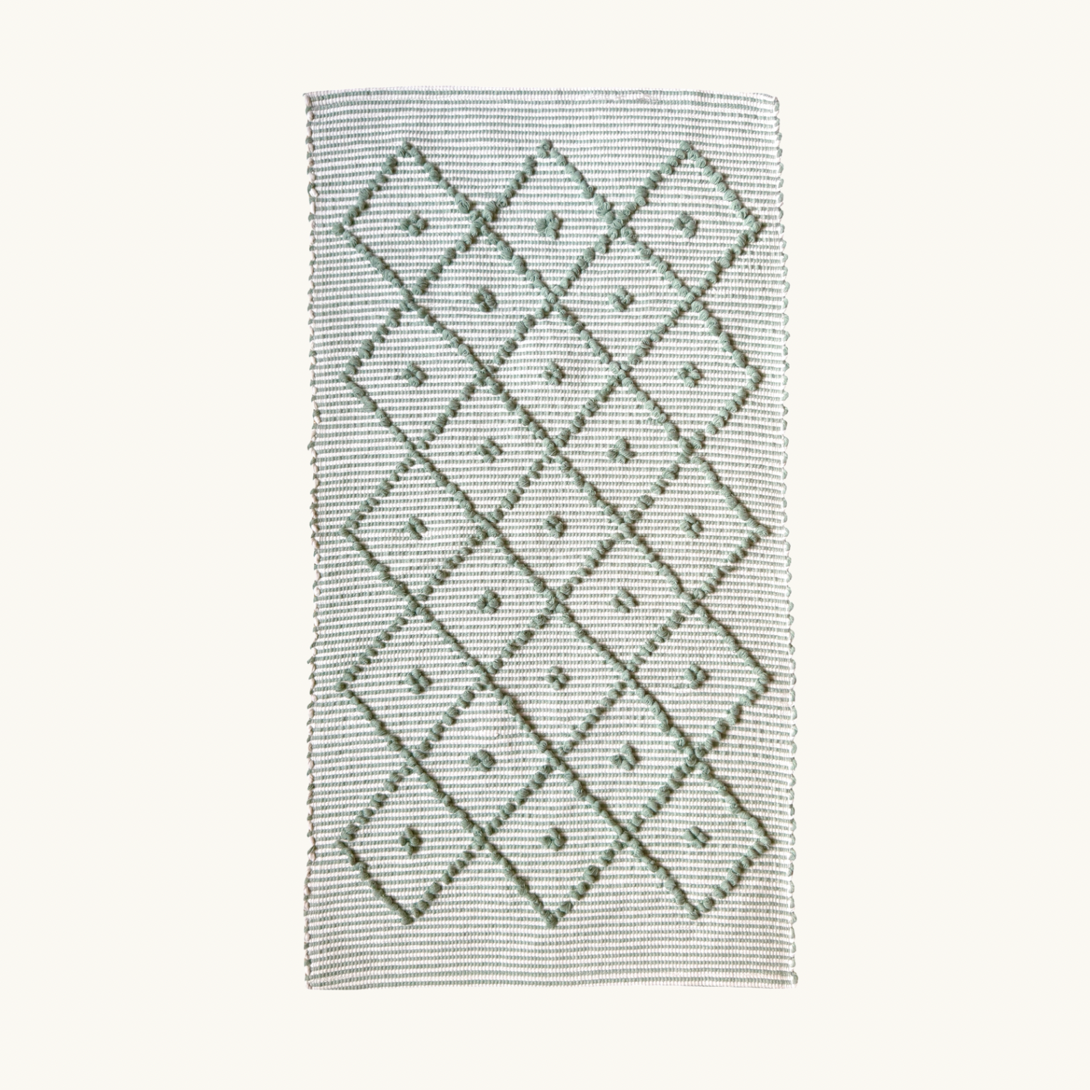 Sage Green Stripe Handwoven Knotted Bath Mat