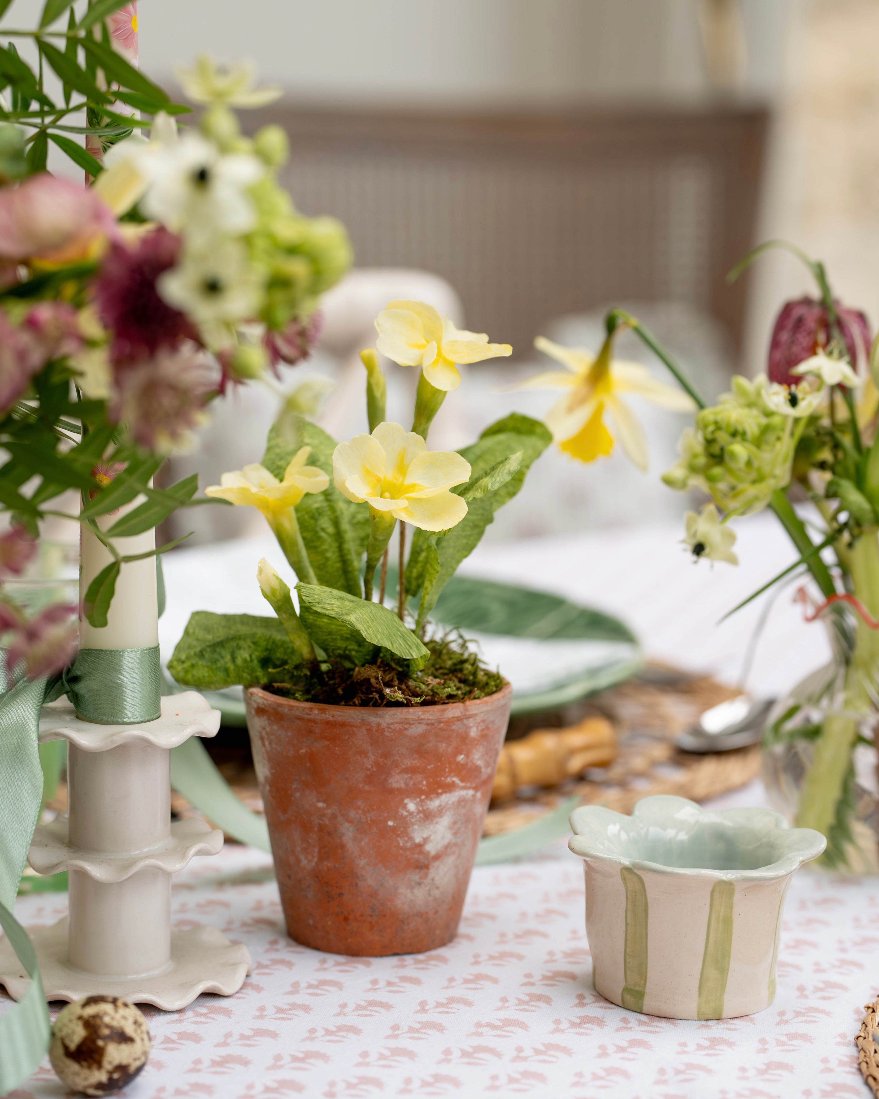Spring Primrose Wax Paper Flower Pot