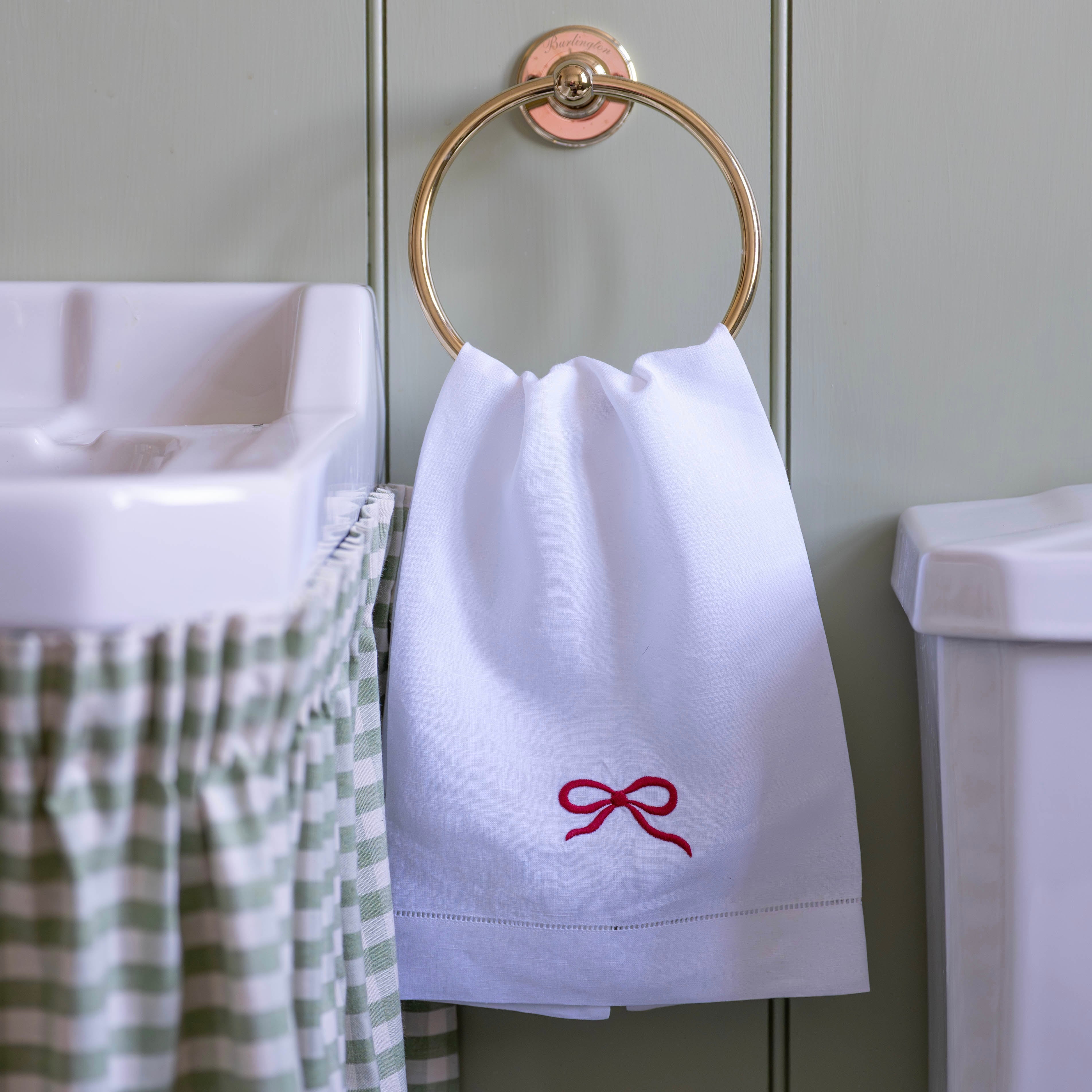 Red Bow Embroidered Hand Towel