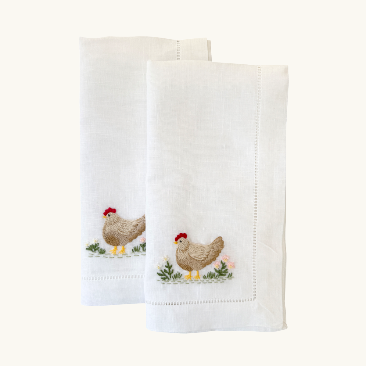 Country Chicken Embroidered Napkins (Set of 2)