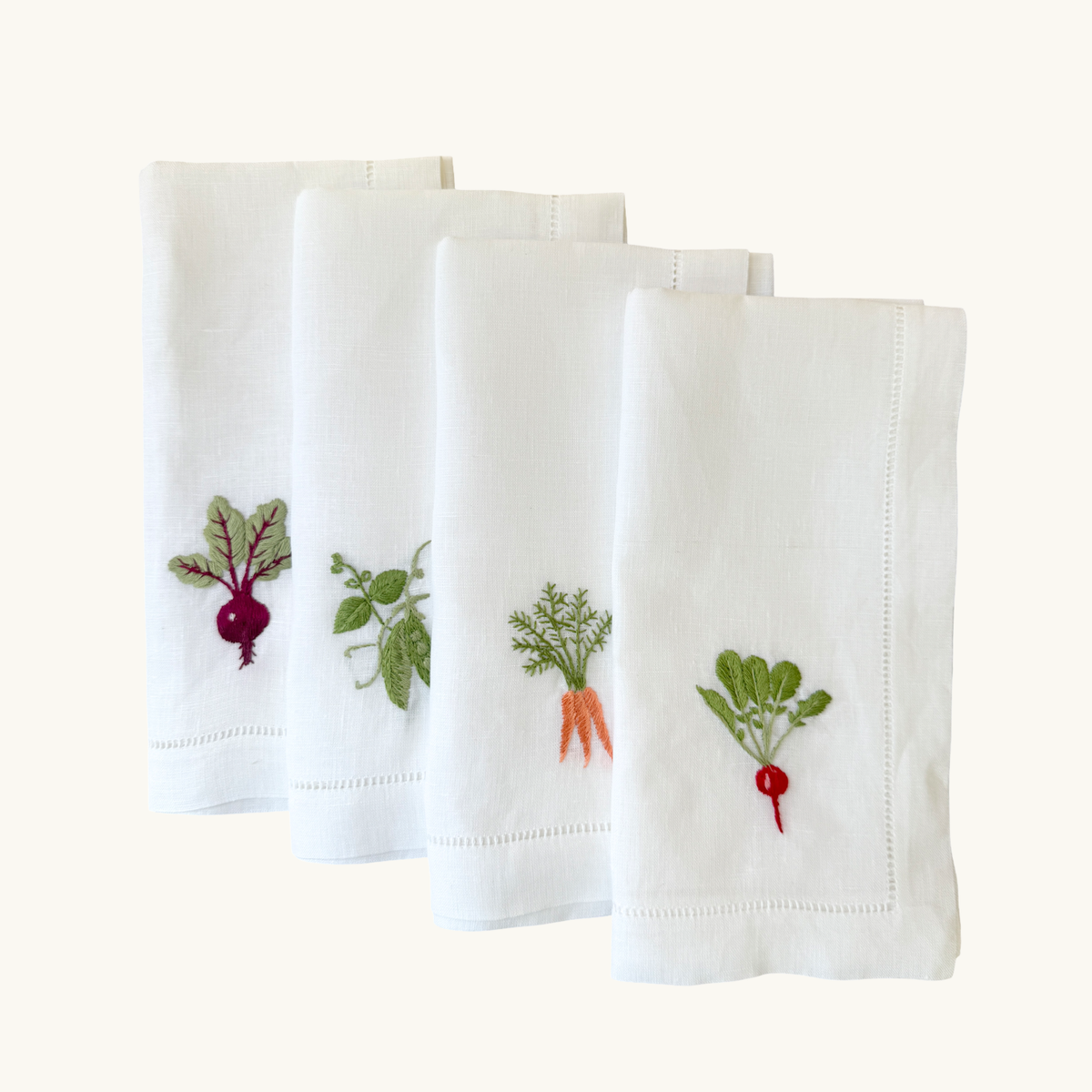Country Vegetable Embroidered Napkins (Set of 4)