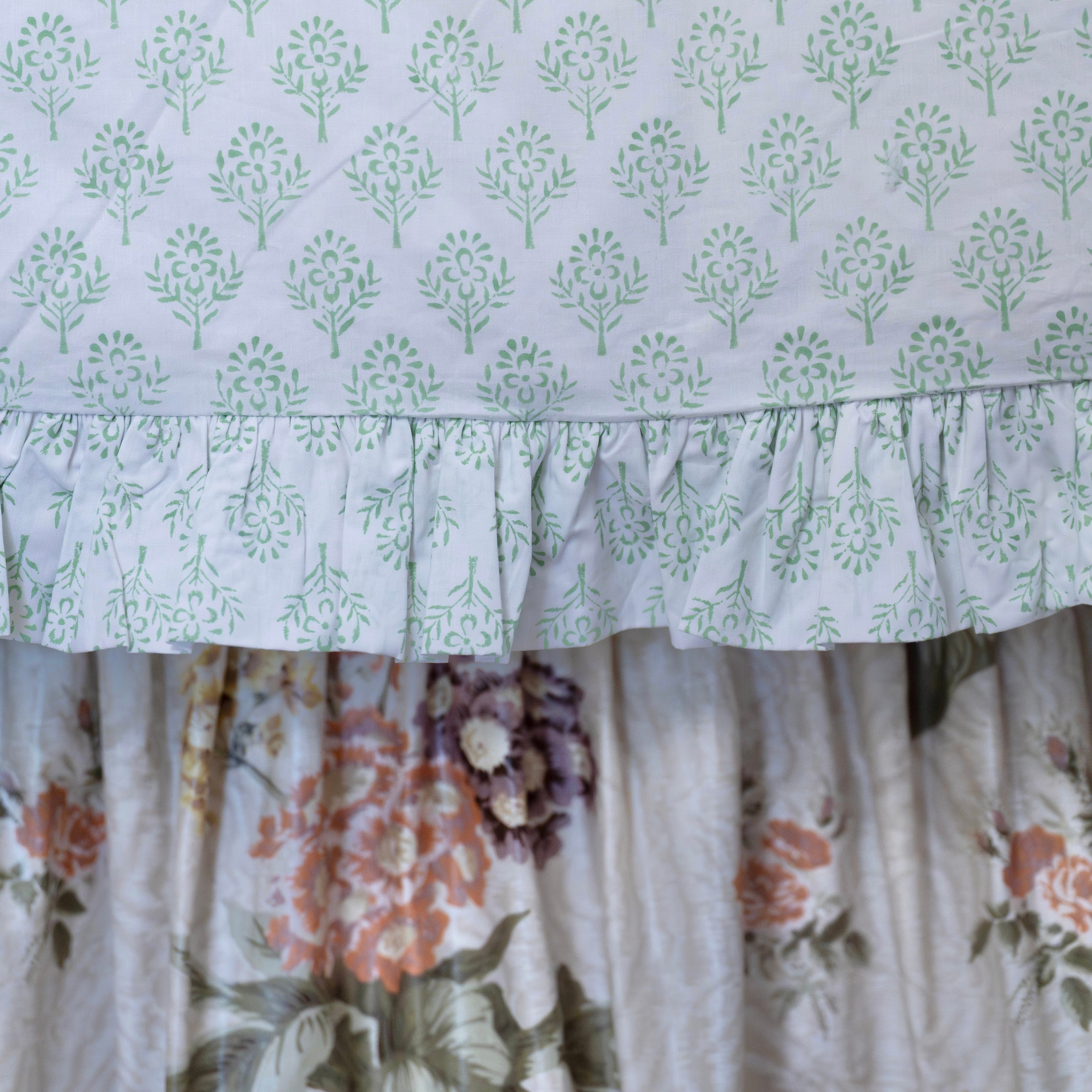 Green Sprig Frilled Duvet Cover