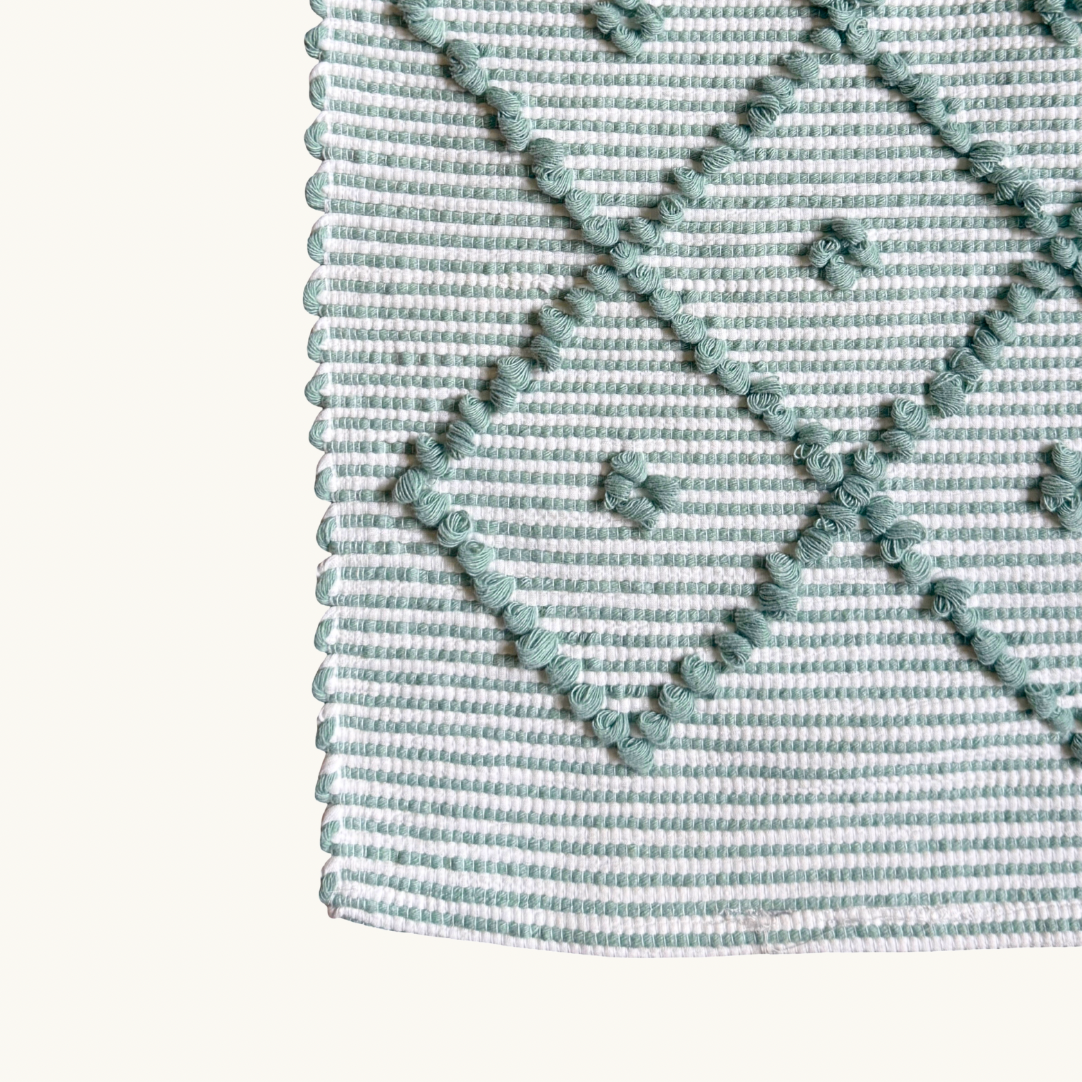 Sage Green Stripe Handwoven Knotted Bath Mat