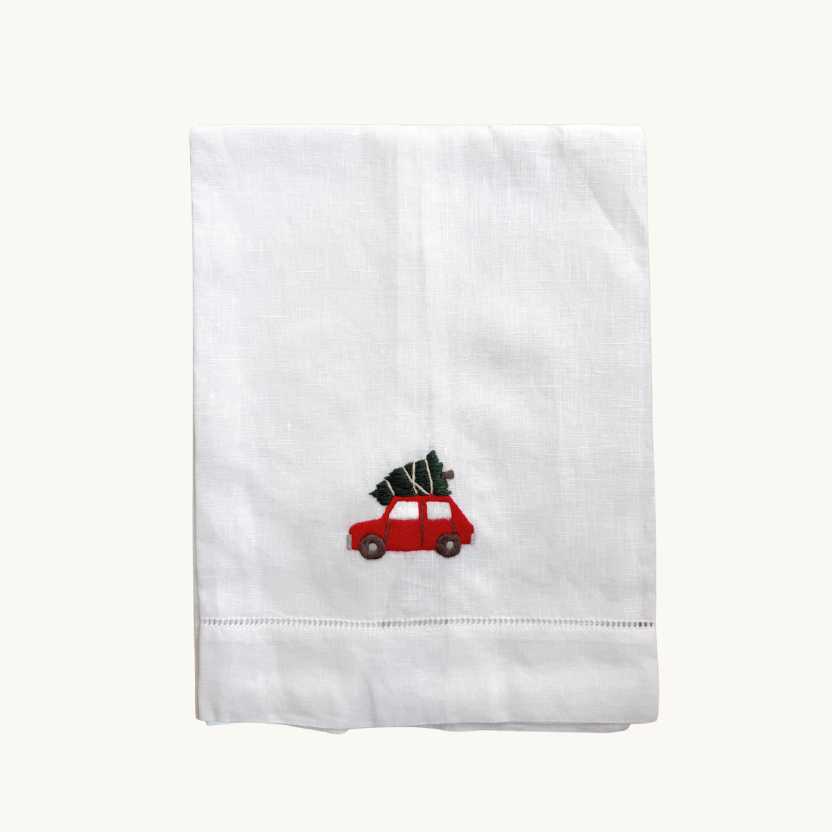 Driving Home for Christmas Embroidered Hand Towel