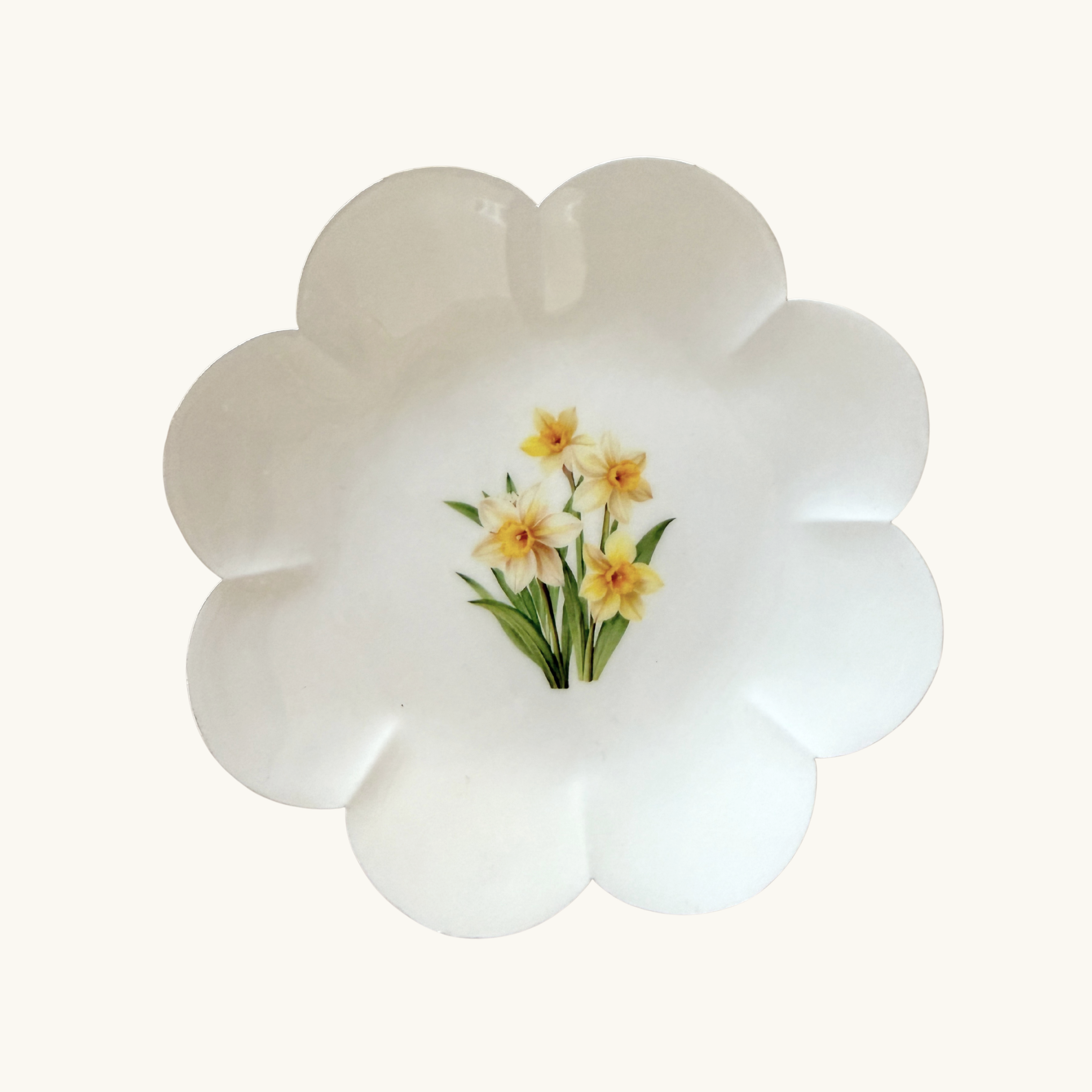 Daffodils Scalloped Round Trinket Dish