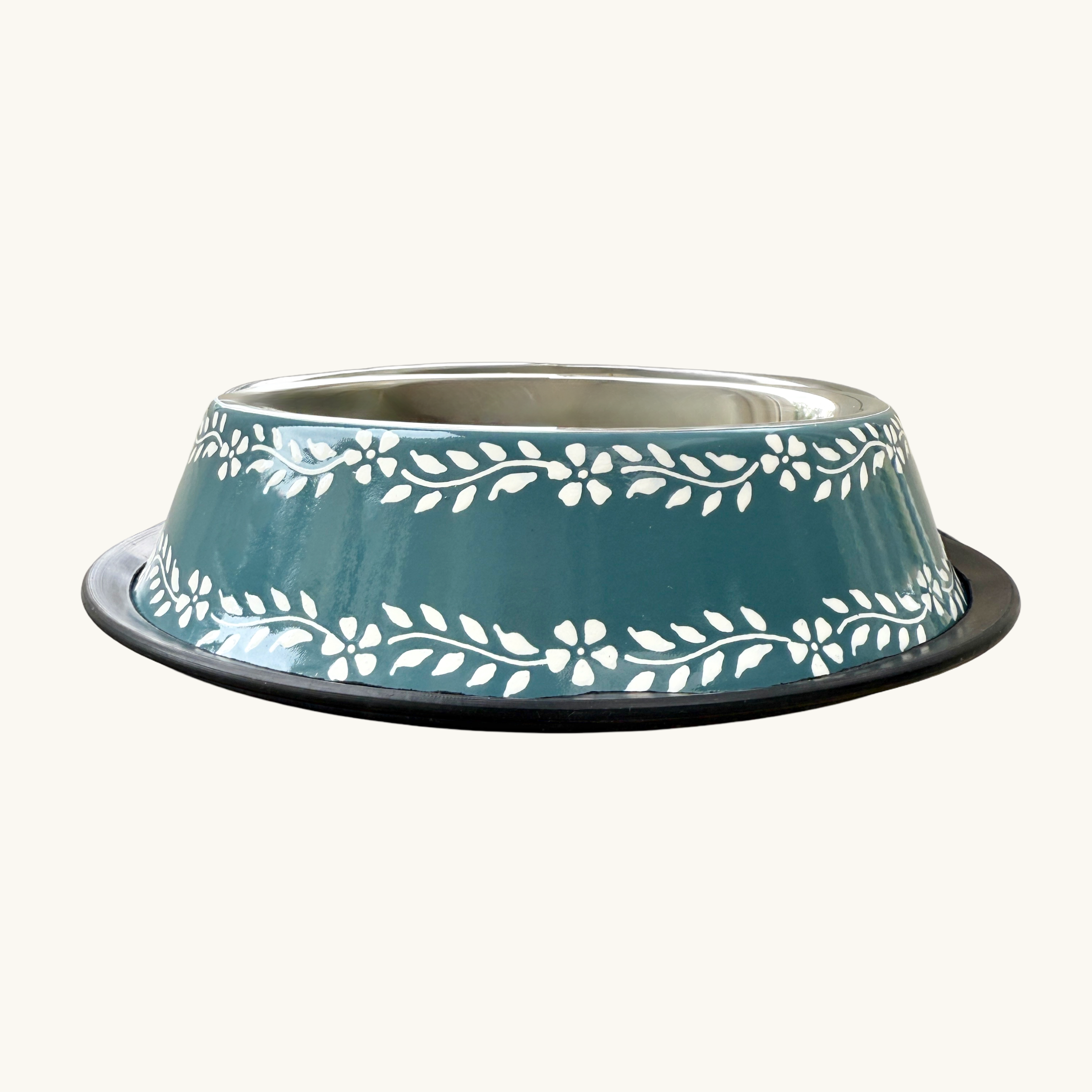 Dusty Blue Enamel Dog Bowl