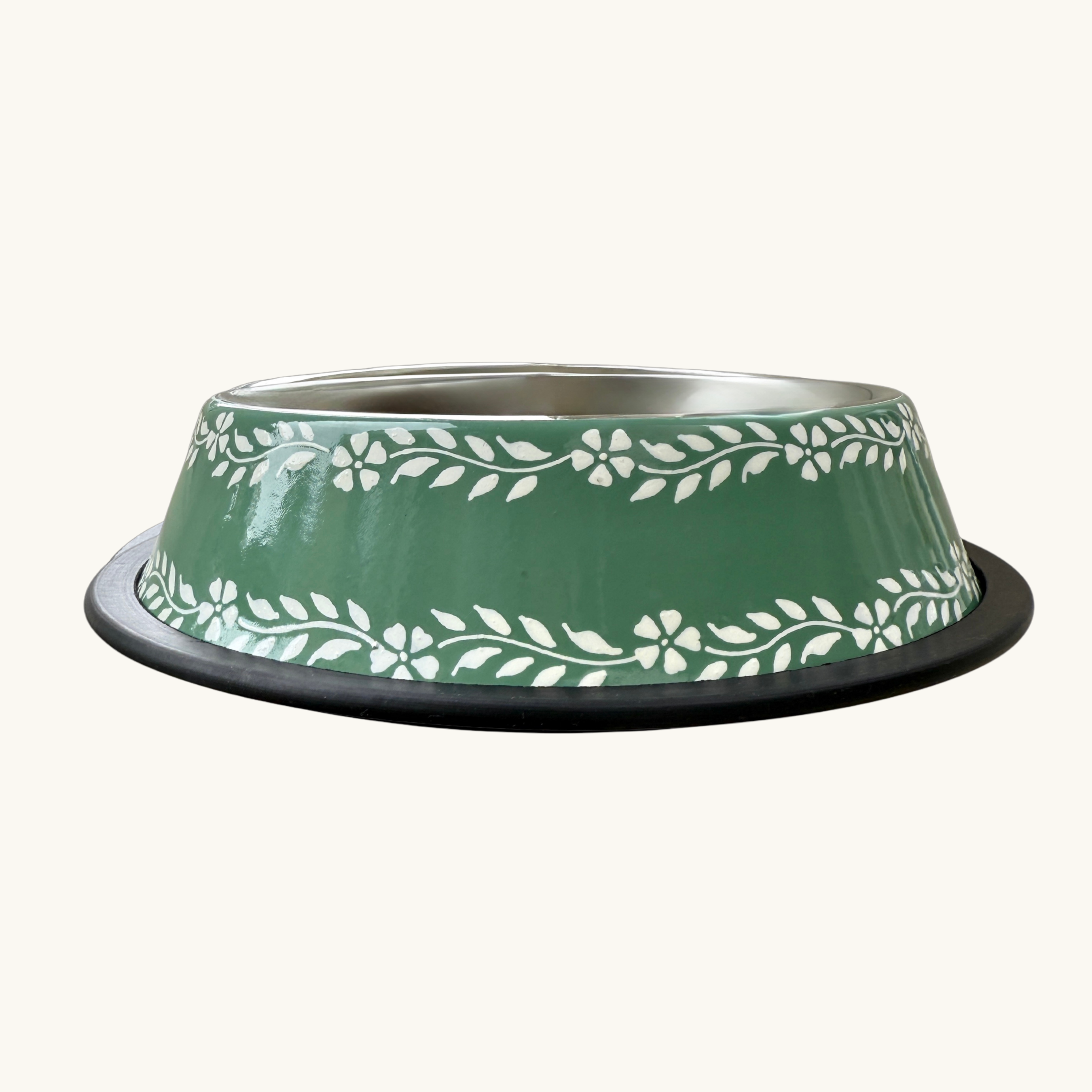Dusty Green Enamel Dog Bowl