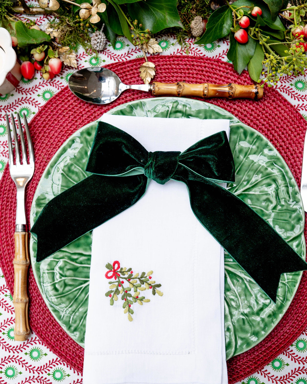 Festive Bunch Embroidered Napkins (Set of 2)