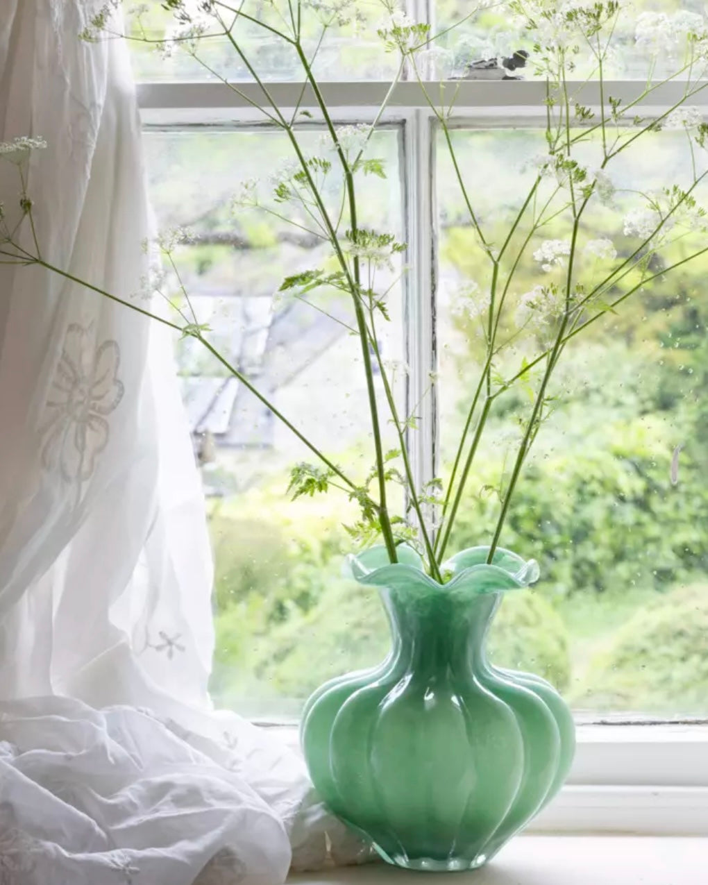 Chloe Large Green Scalloped Vase