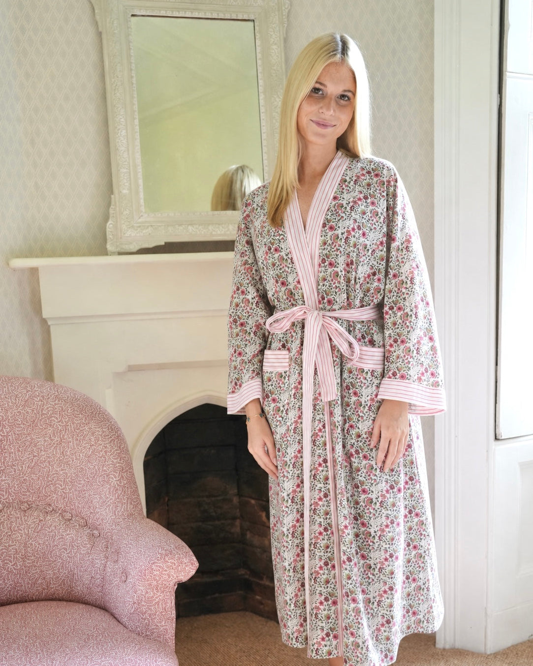 Pink Flora Cotton Bathrobe