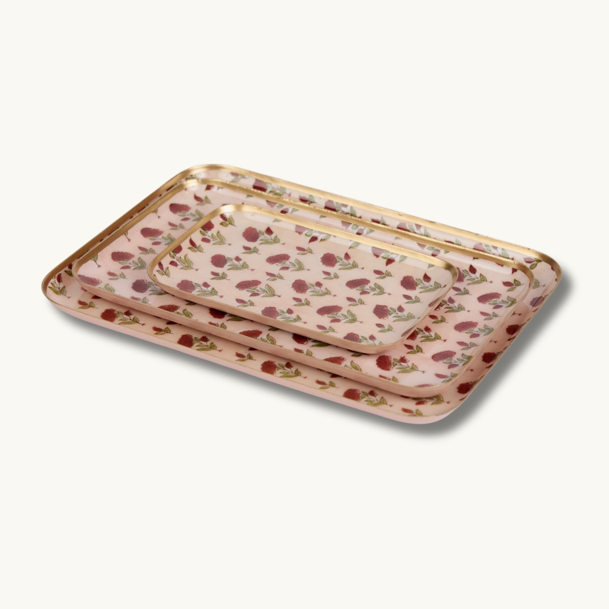 Scarlet Ditsy Floral Decorative Enamelled Tray (Small)