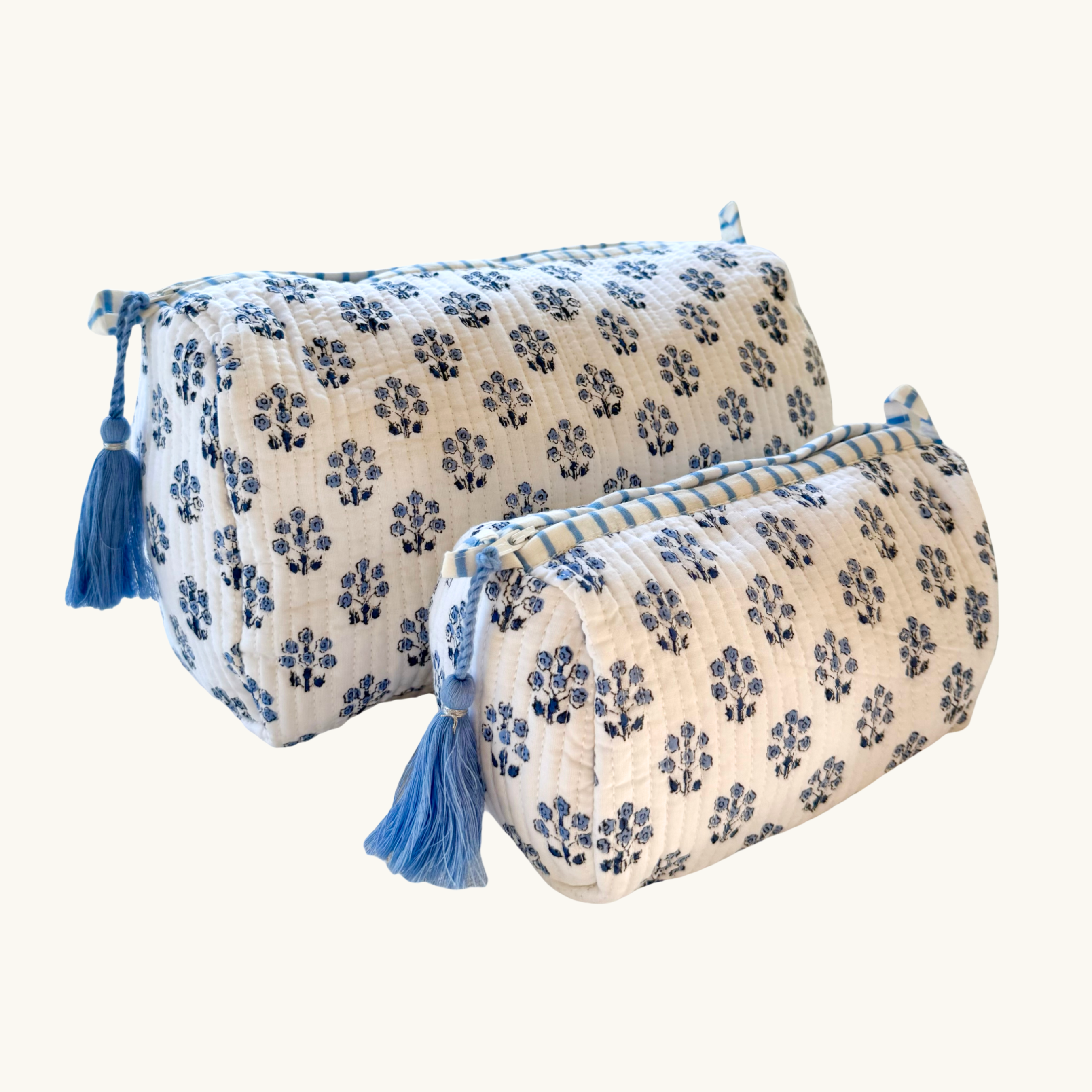 Blue Daphne Handblocked Wash Bag