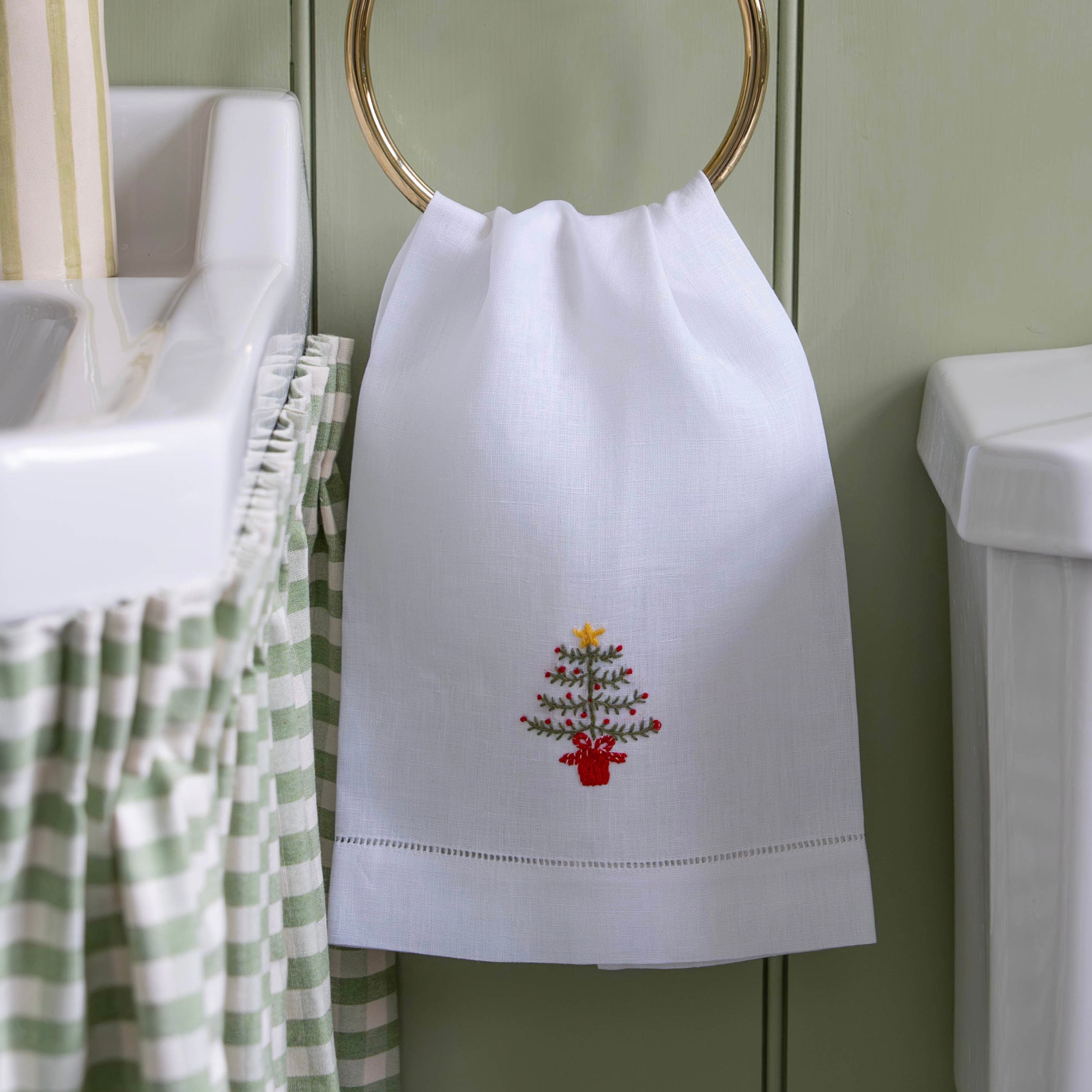Naive Christmas Tree Embroidered Hand Towel