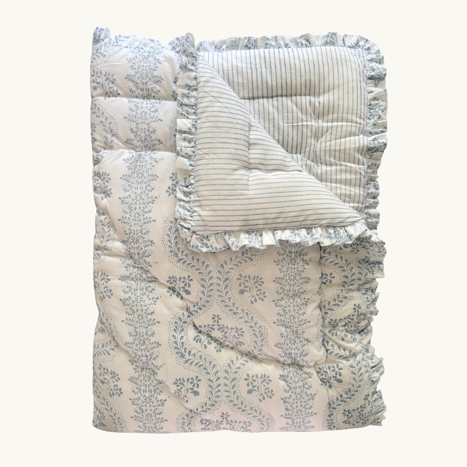 Blue Rosalie Frilled Eiderdown