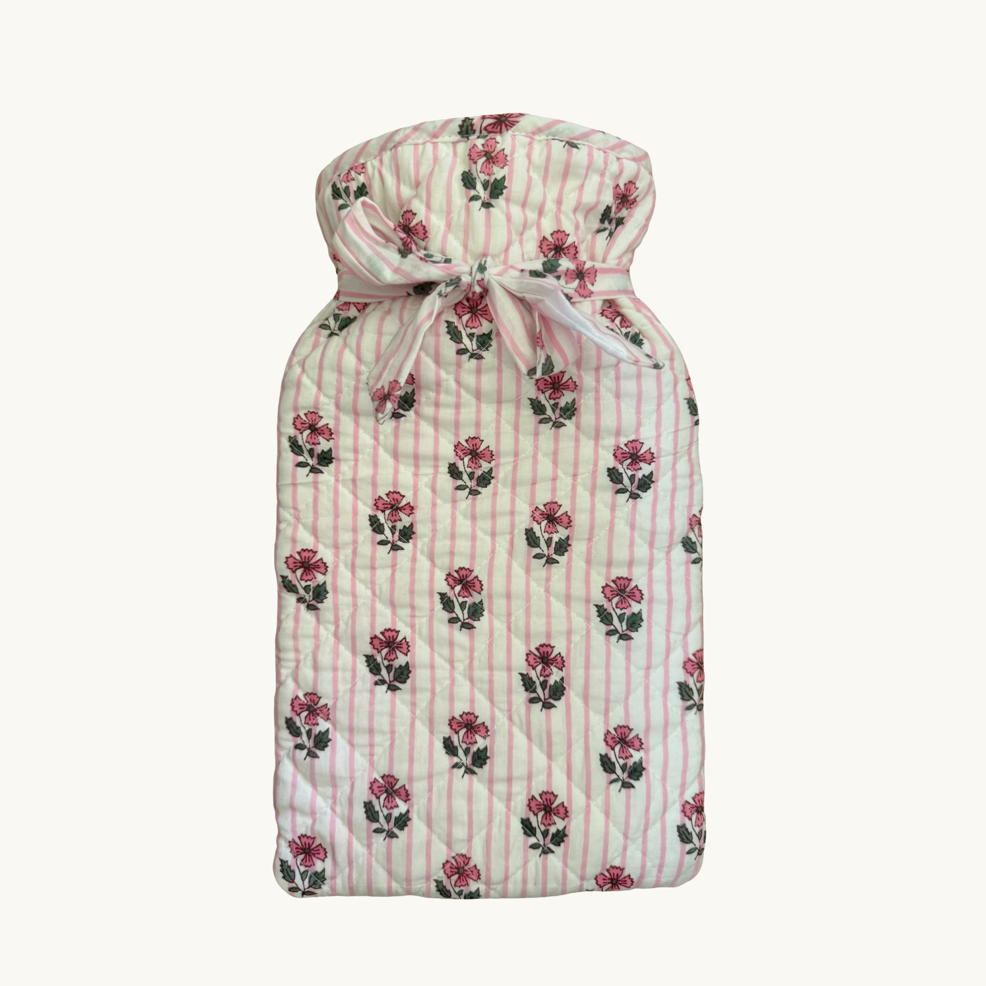 Pink Striped Bloom Hot Water Bottle