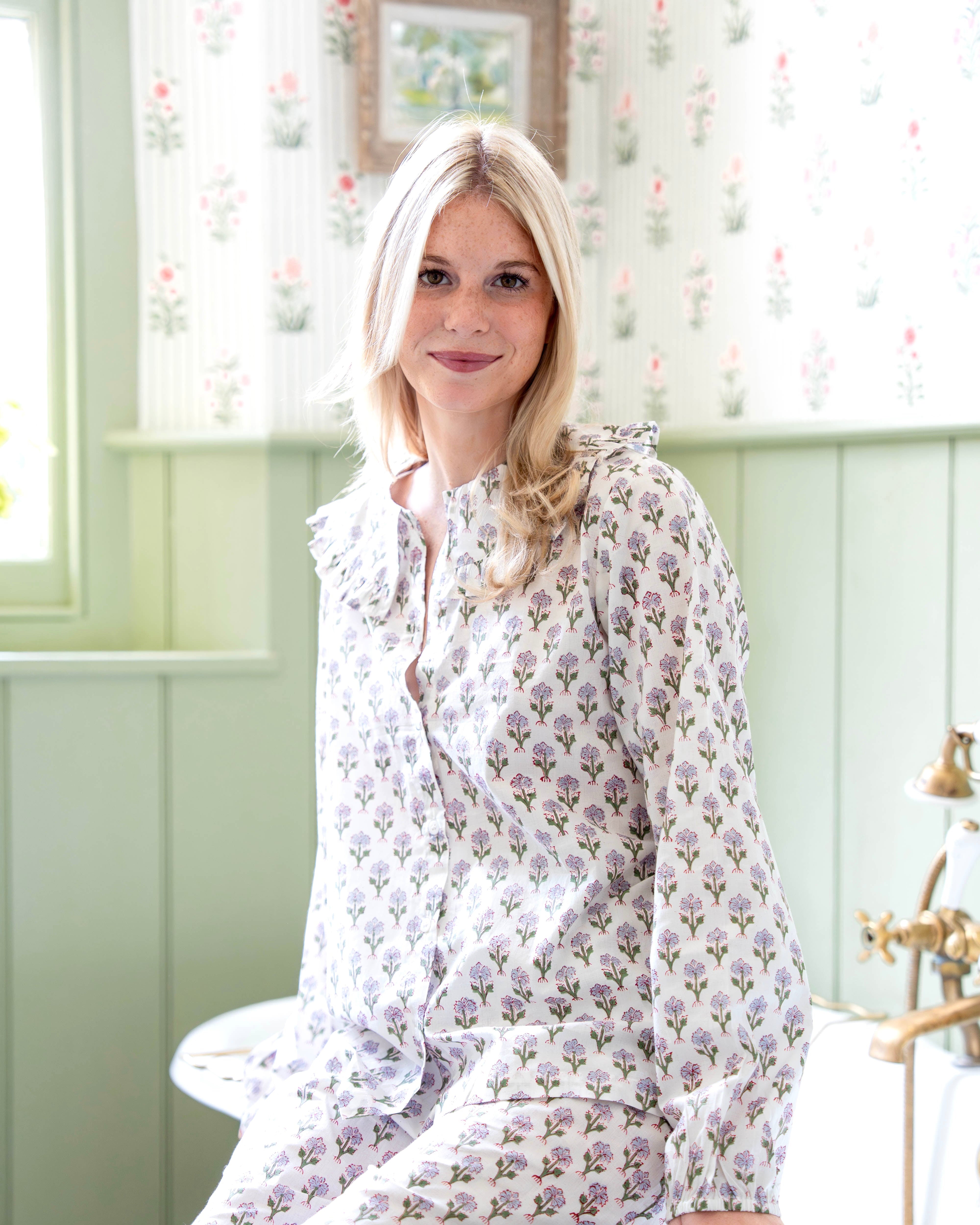 Blue Jemima Frilled Collar Pyjamas