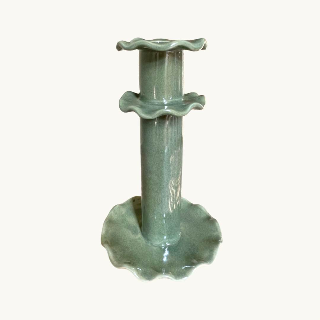 Green Frilled Candlestick (Tall)