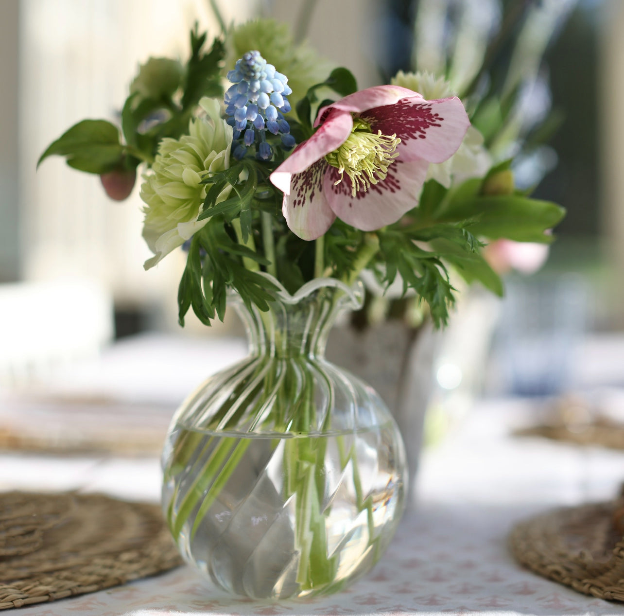 Large White Scalloped Ribbed Bud Vase