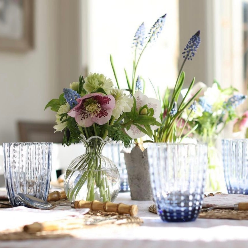 Large White Scalloped Ribbed Bud Vase