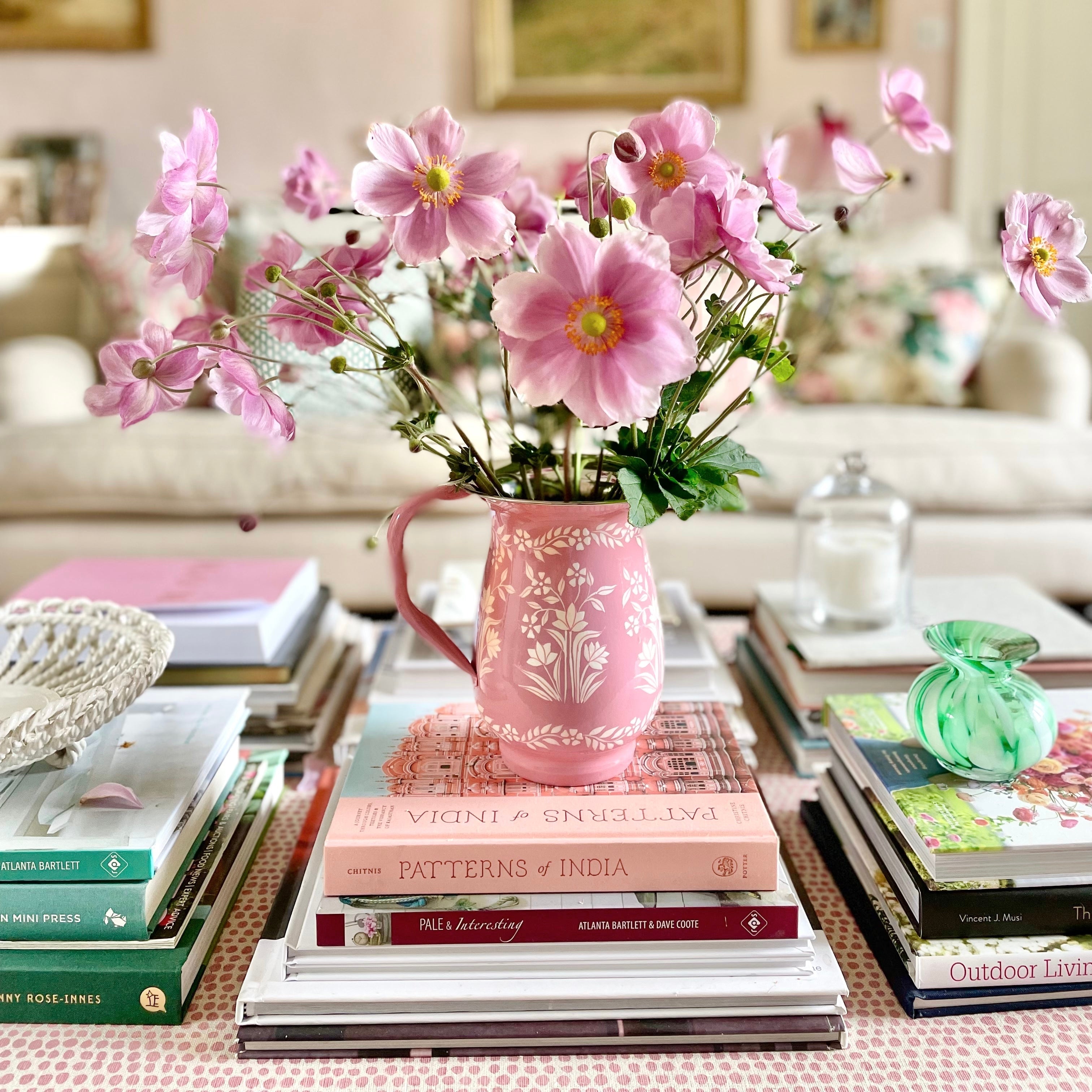 Enamel Hand Painted Jug Pink