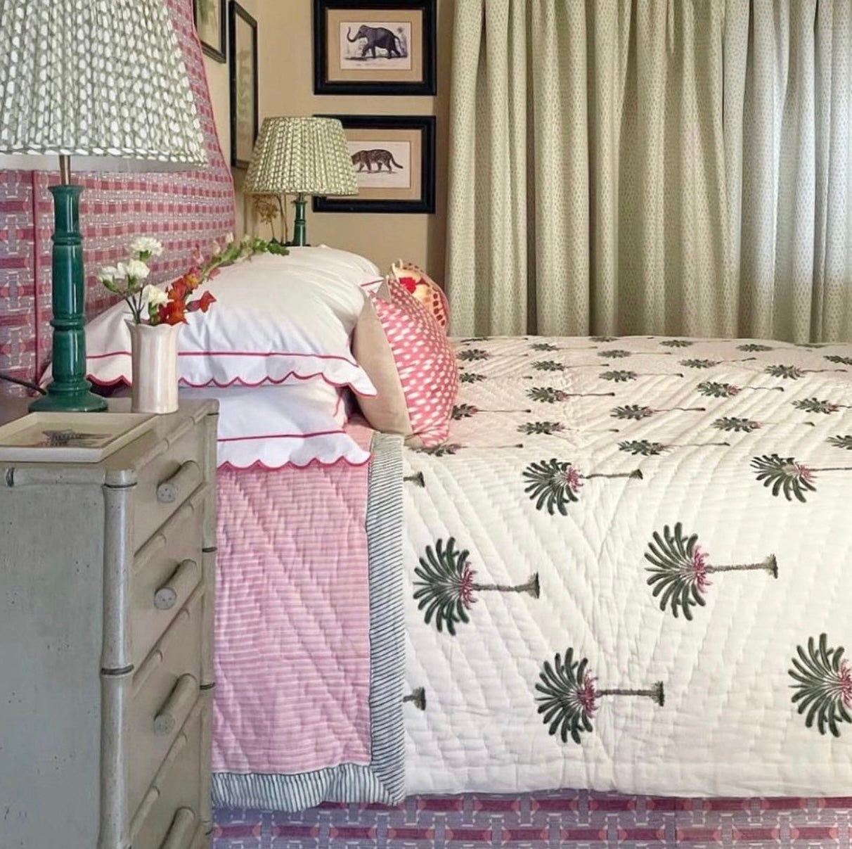 Palm Tree Print Handblocked Quilt