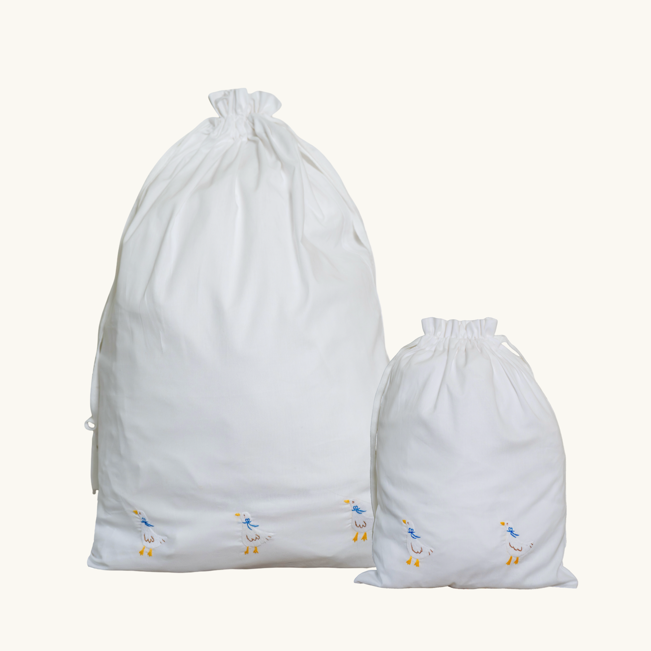 Goose (Blue) Embroidered Cotton Laundry Bag