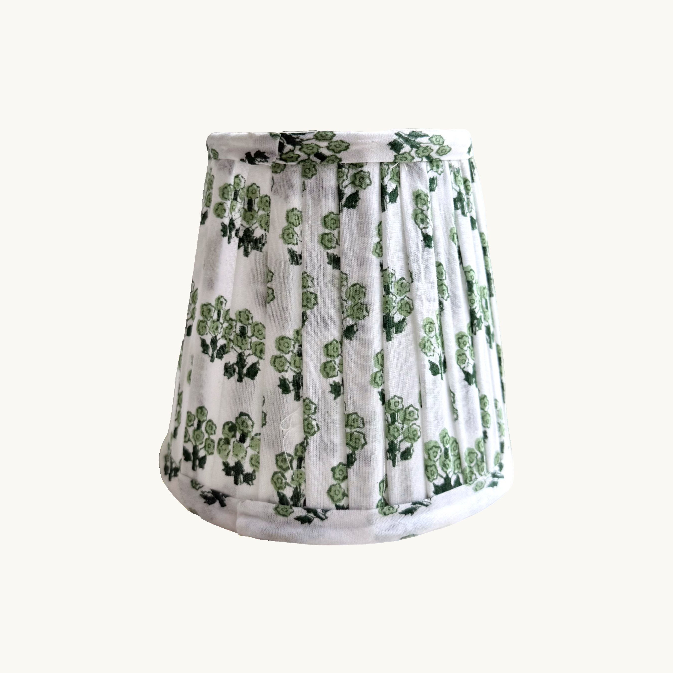 Green Daphne Handblocked Gathered Lampshade