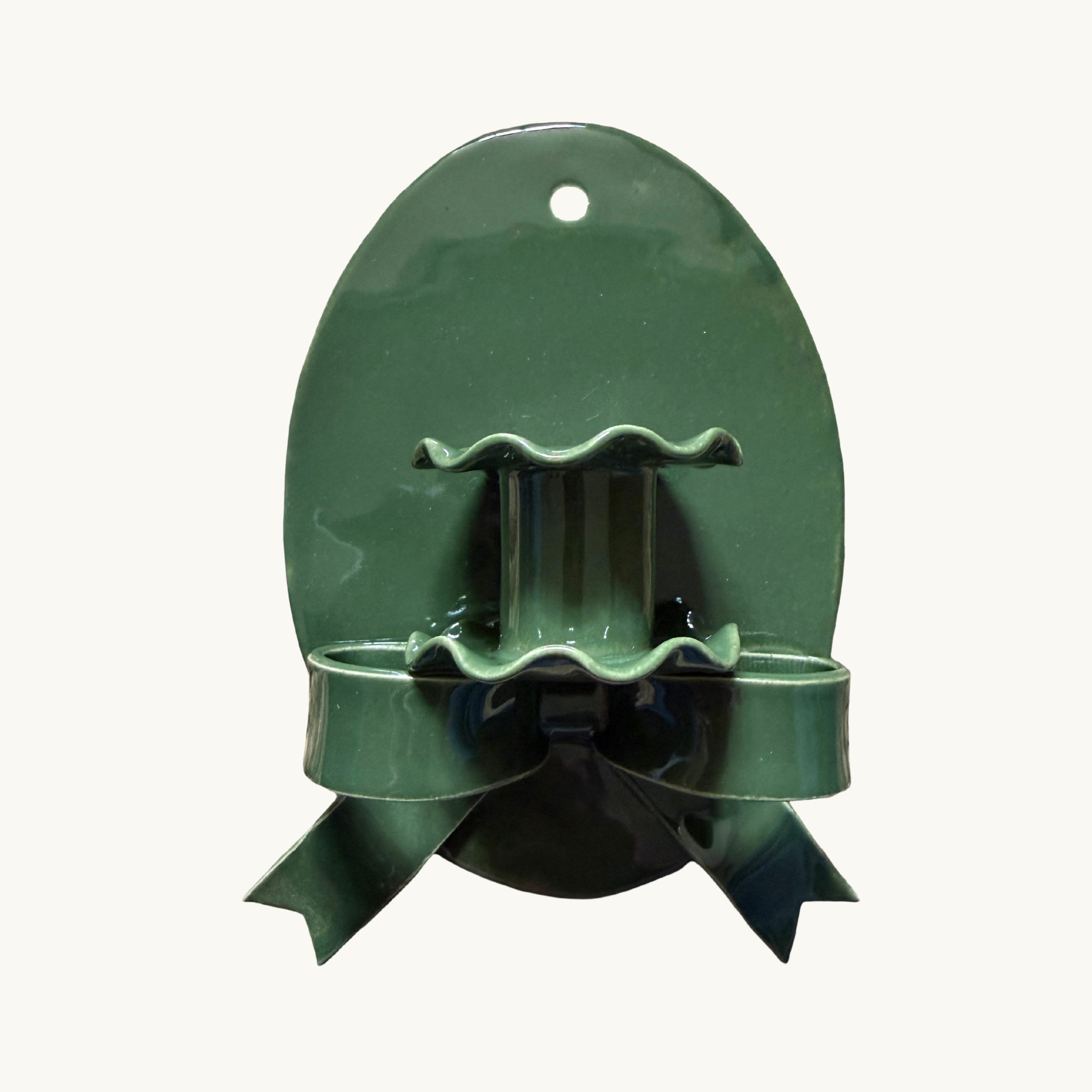 Green Frilled Bow Candle Sconce
