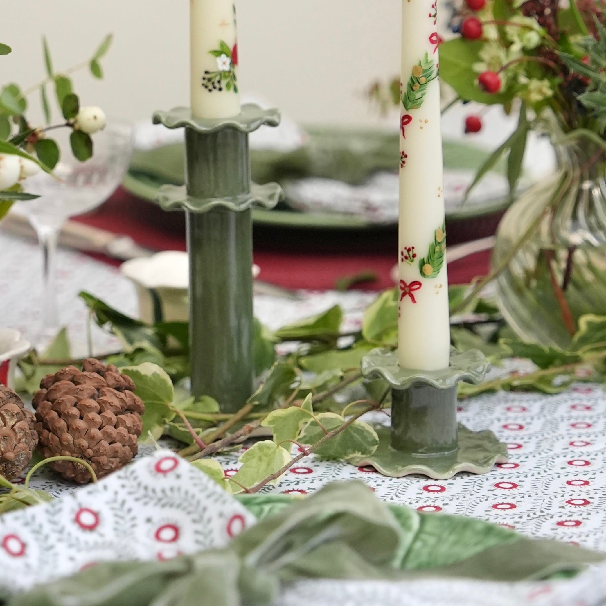 Green Frill Candlestick (Small)
