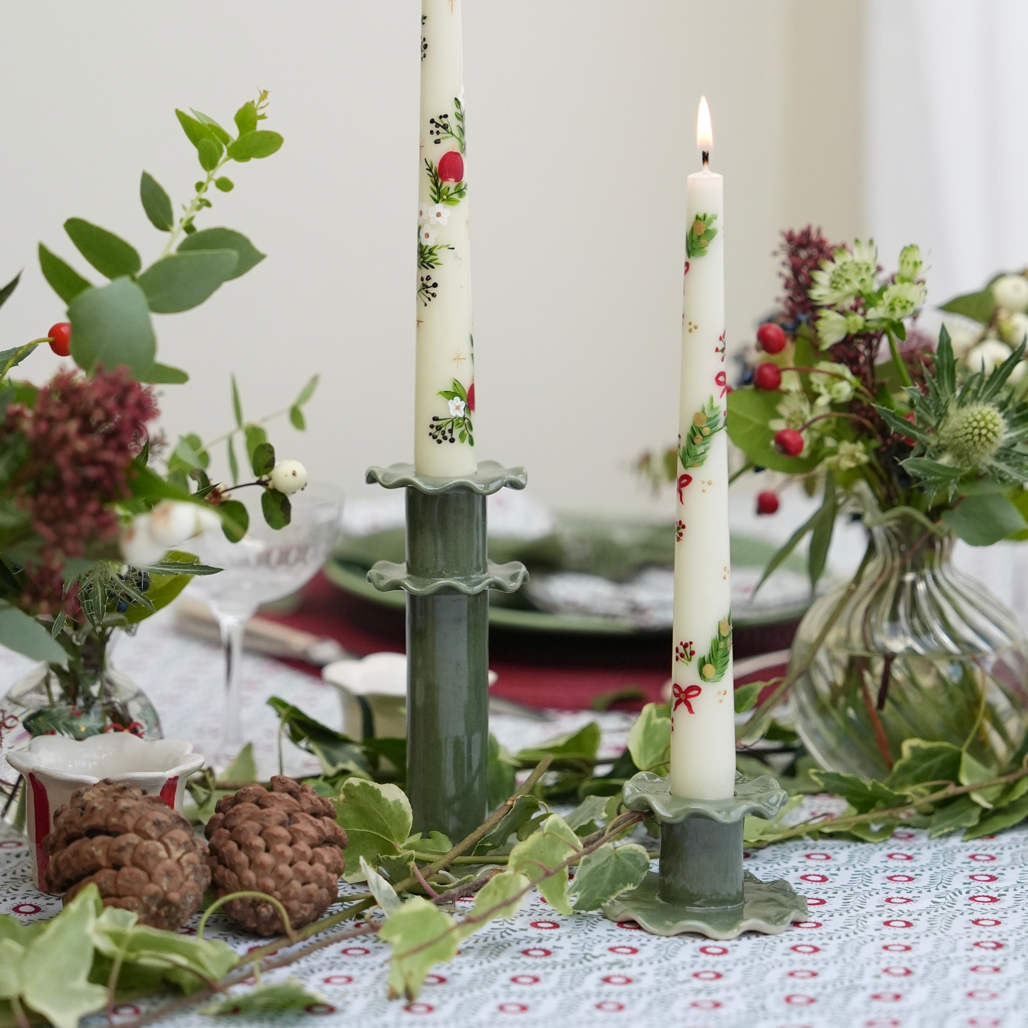 Green Frilled Candlestick (Tall)