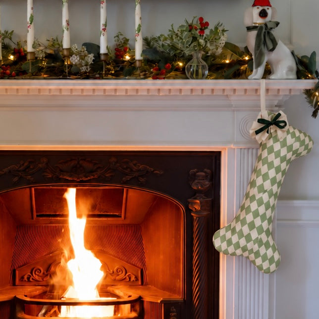 Harlequin Dog Stocking (Winter Pine)