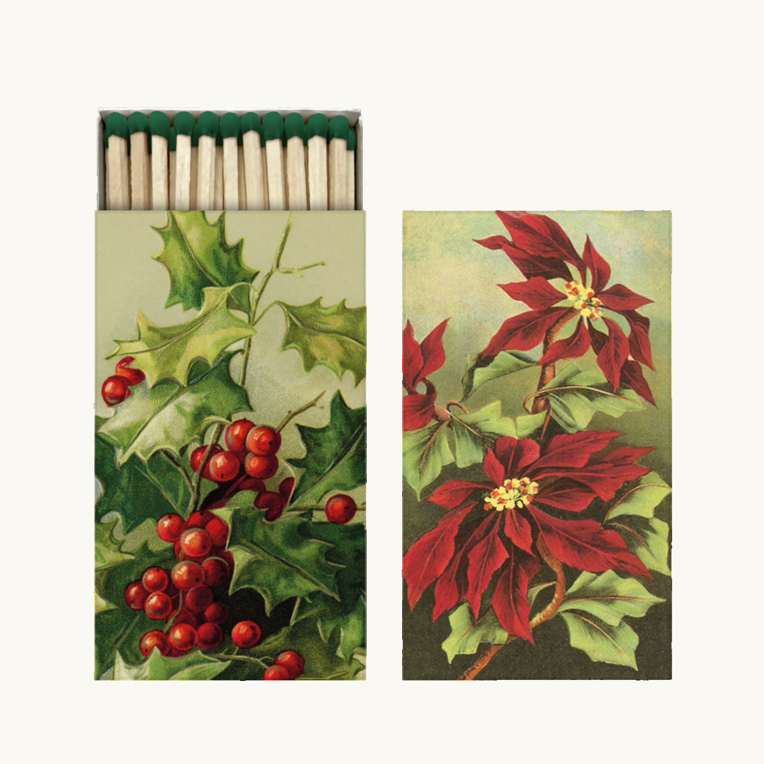 Holly and Poinsettia Christmas Matches