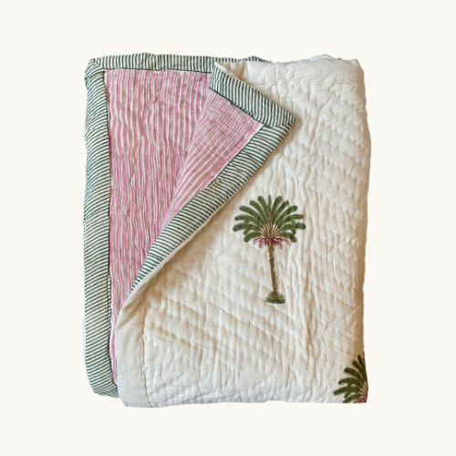 Palm Tree Print Handblocked Quilt