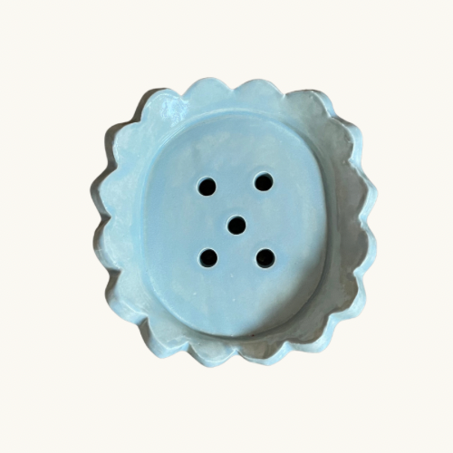 Blue Scalloped Soap Dish