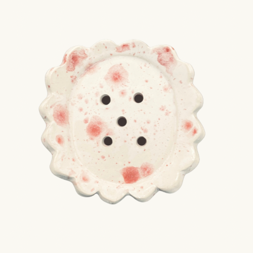 Pink Splatter Scalloped Soap Dish