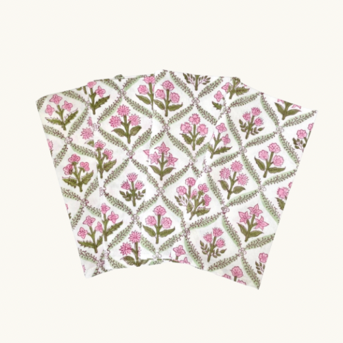 Pink and Green Trellis Napkins