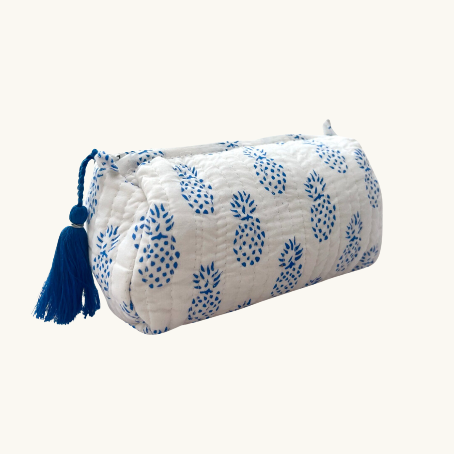 Blue Pineapple Handblocked Wash Bag